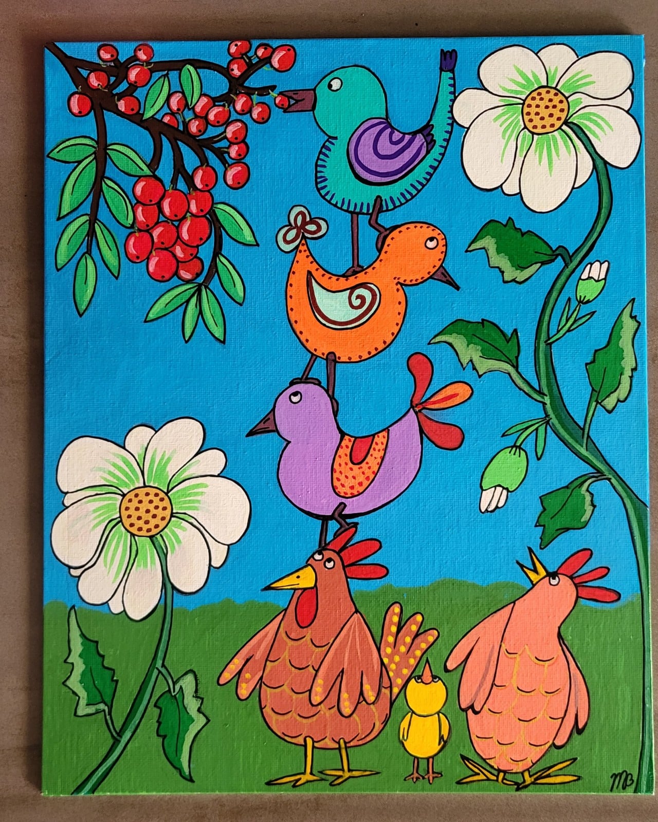 Canvas 'My turn!'origineel acryl schilderij 30x24 - 149791 Canvas 'My turn!'origineel acryl schilderij 30x24