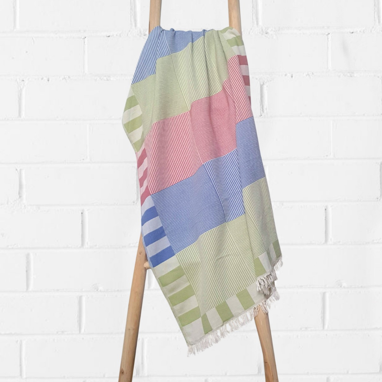 Hamamdoek - turks handdoek | 100x160 cm | tegel & groen & turkoois