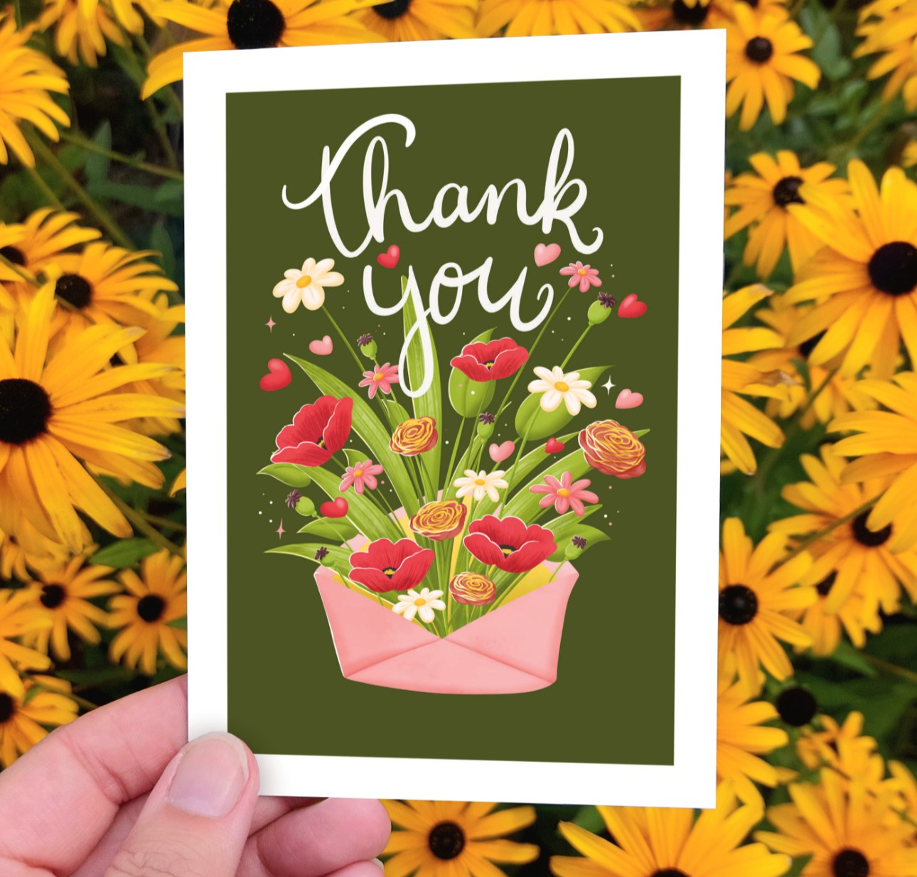 Thank you bloemen envelop kaart A6 - 131578 Thank you bloemen envelop kaart A6