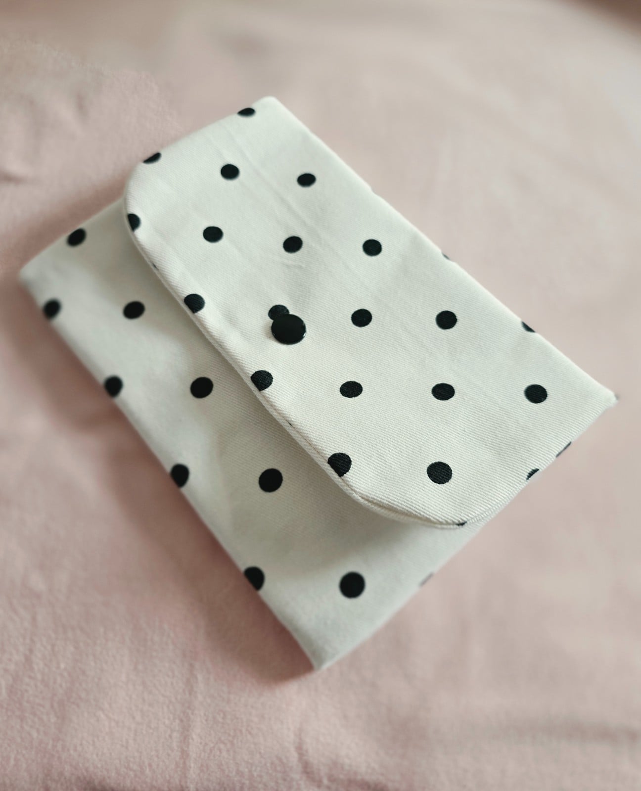 Black & White Dot Clutch – Modern Handmade Essential