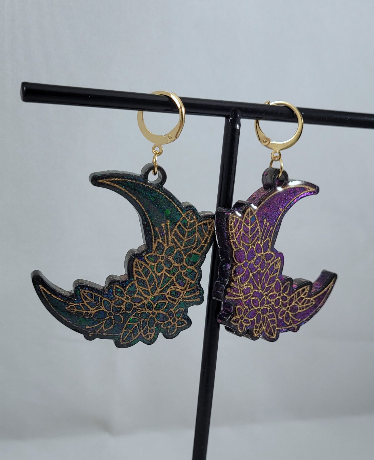 Halve maan bloemen oorbellen