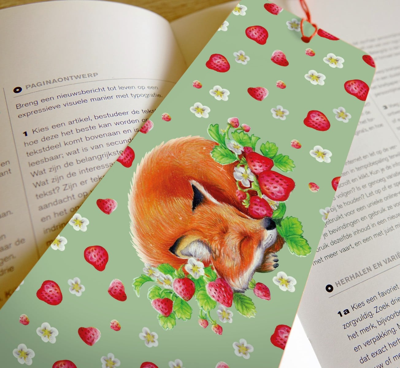 Vos aardbeien, boekenlegger, 74x210 mm