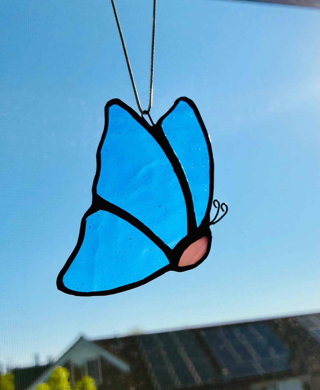 Handgemaakte raamhanger | Vlinder | Suncatcher | Tiffany-techniek | glas-in-lood