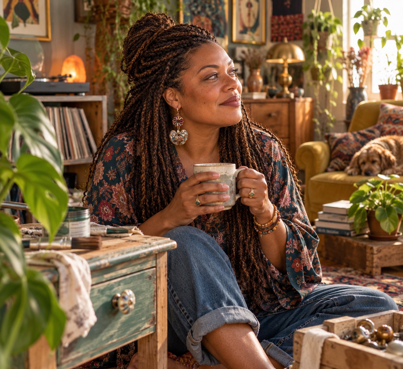 Ancient Treasures & Bohemian Soul, artistieke oorbellen met keramisch… - 153849 Ancient Treasures & Bohemian Soul, artistieke oorbellen met keramische hangers