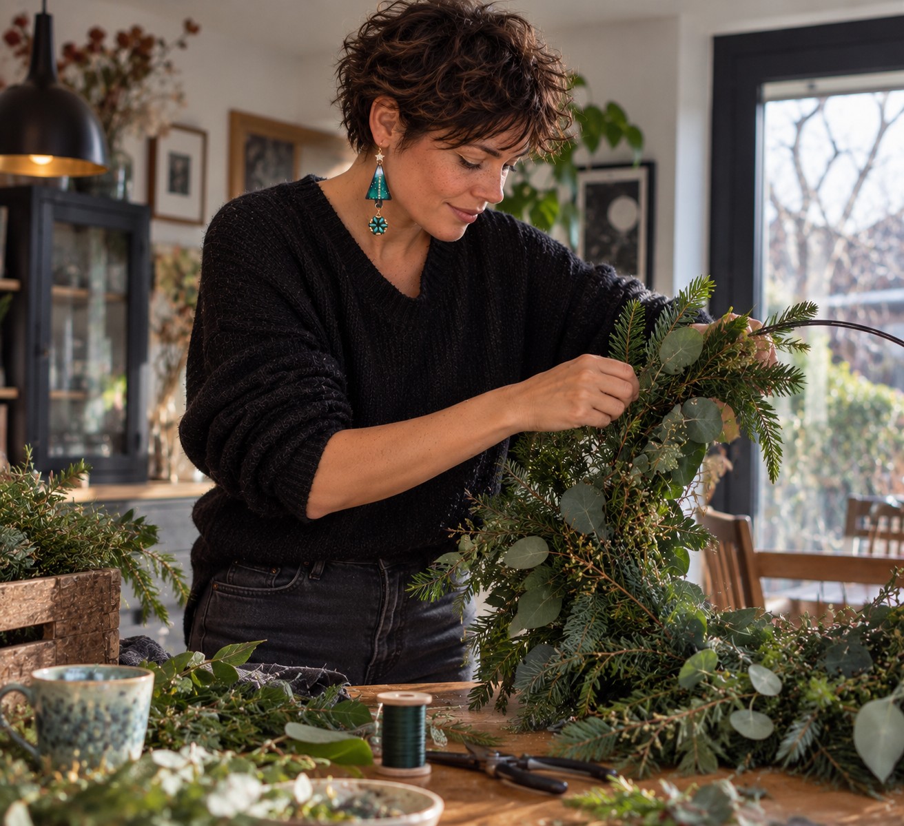 Kerstnostalgie & Gouden lichtjes, emaille kerstboom oorbellen met gro… - 152555 Kerstnostalgie & Gouden lichtjes, emaille kerstboom oorbellen met groene agaat