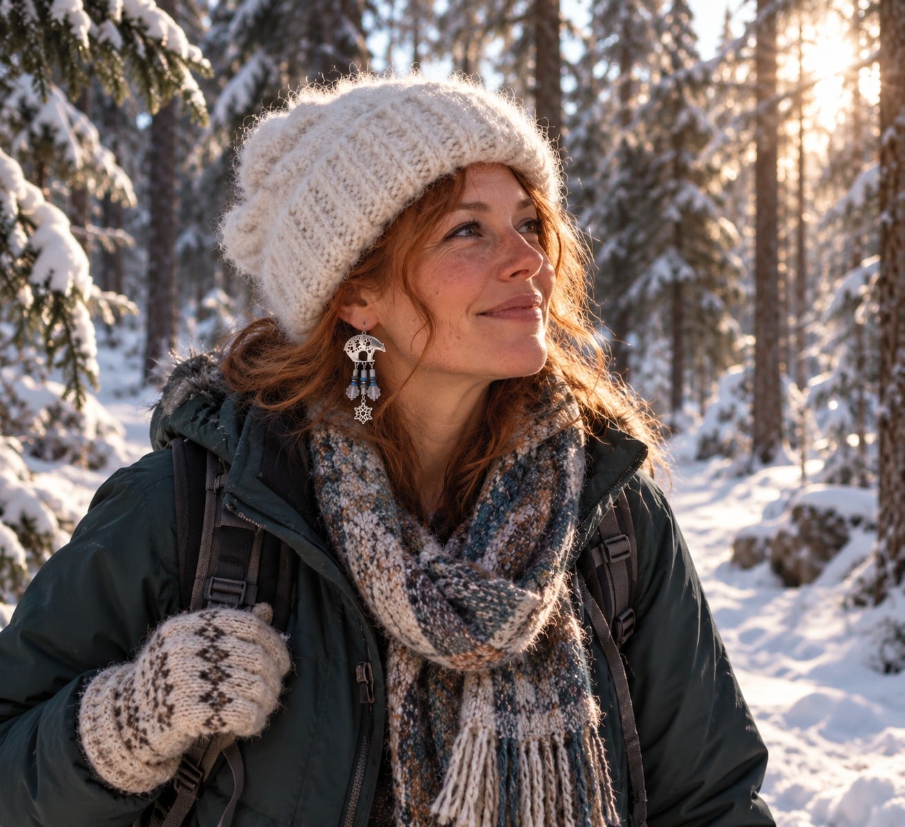 Poolberen & Pootafdrukken, winterse oorbellen met ijsberen en sneeuwvlokken