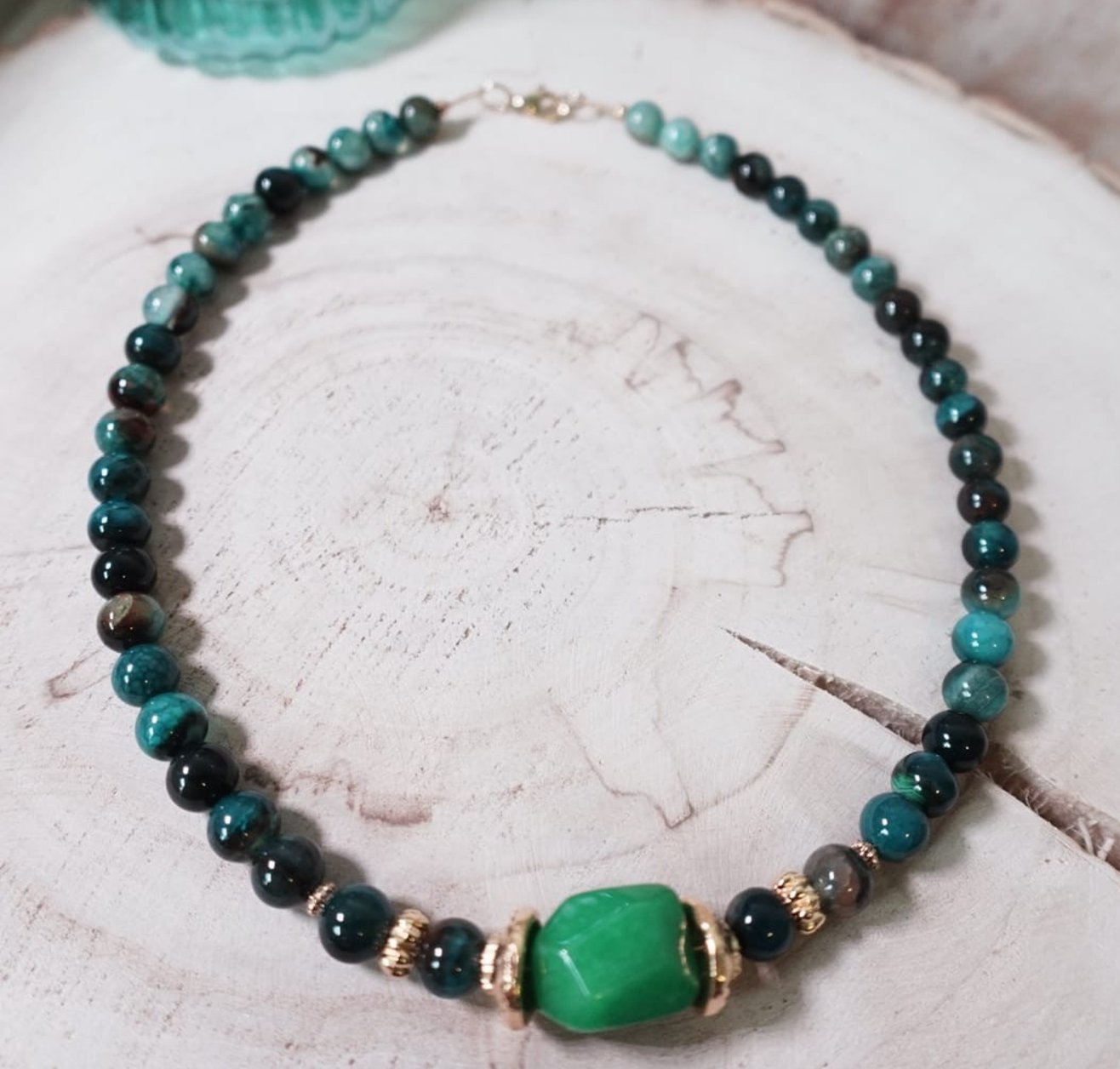 Groen Striped Agate ketting