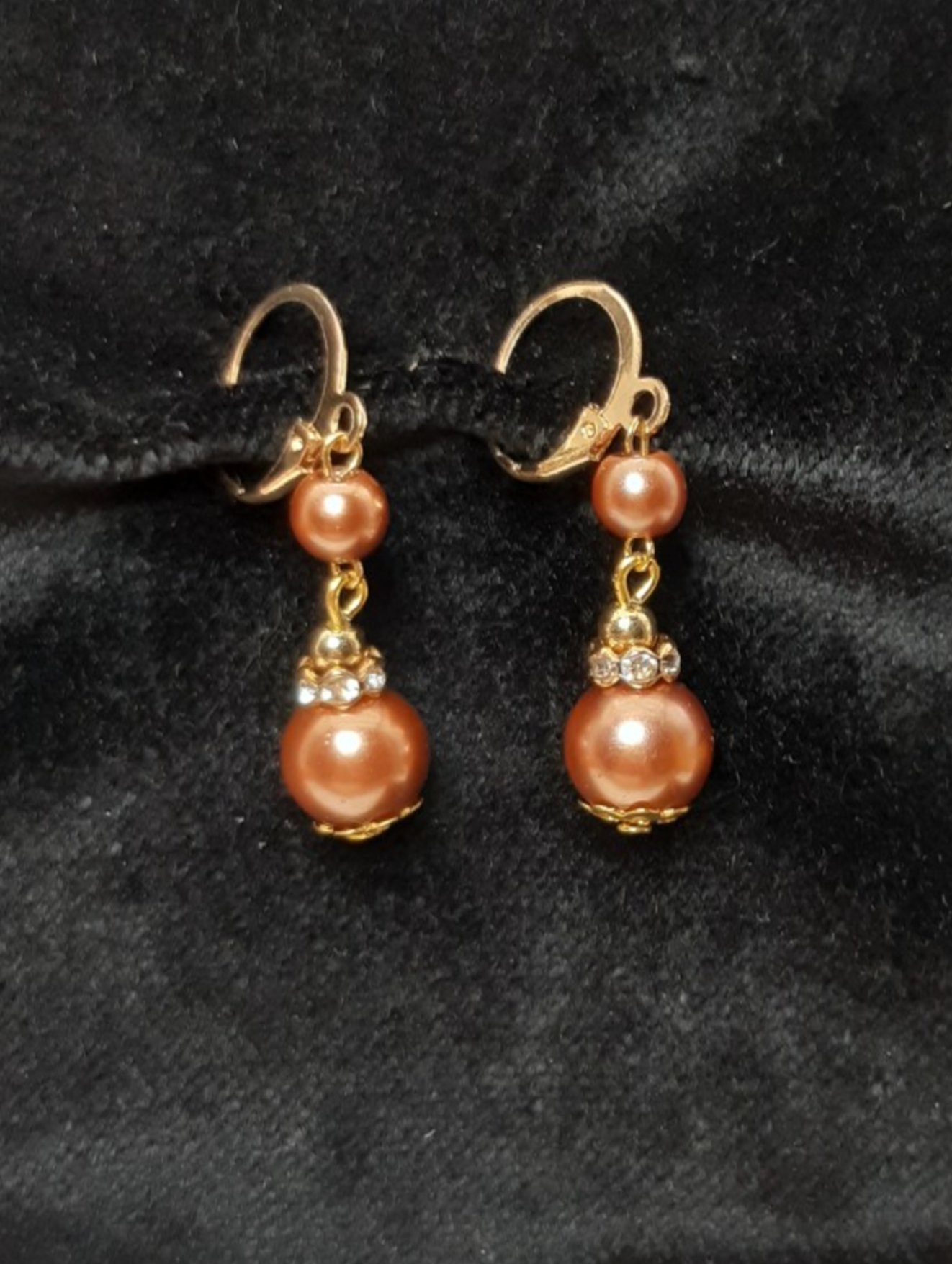 Chic Bronze: handgemaakte oorbellen met glazen kralen - 101191 Chic Bronze: handgemaakte oorbellen met glazen kralen