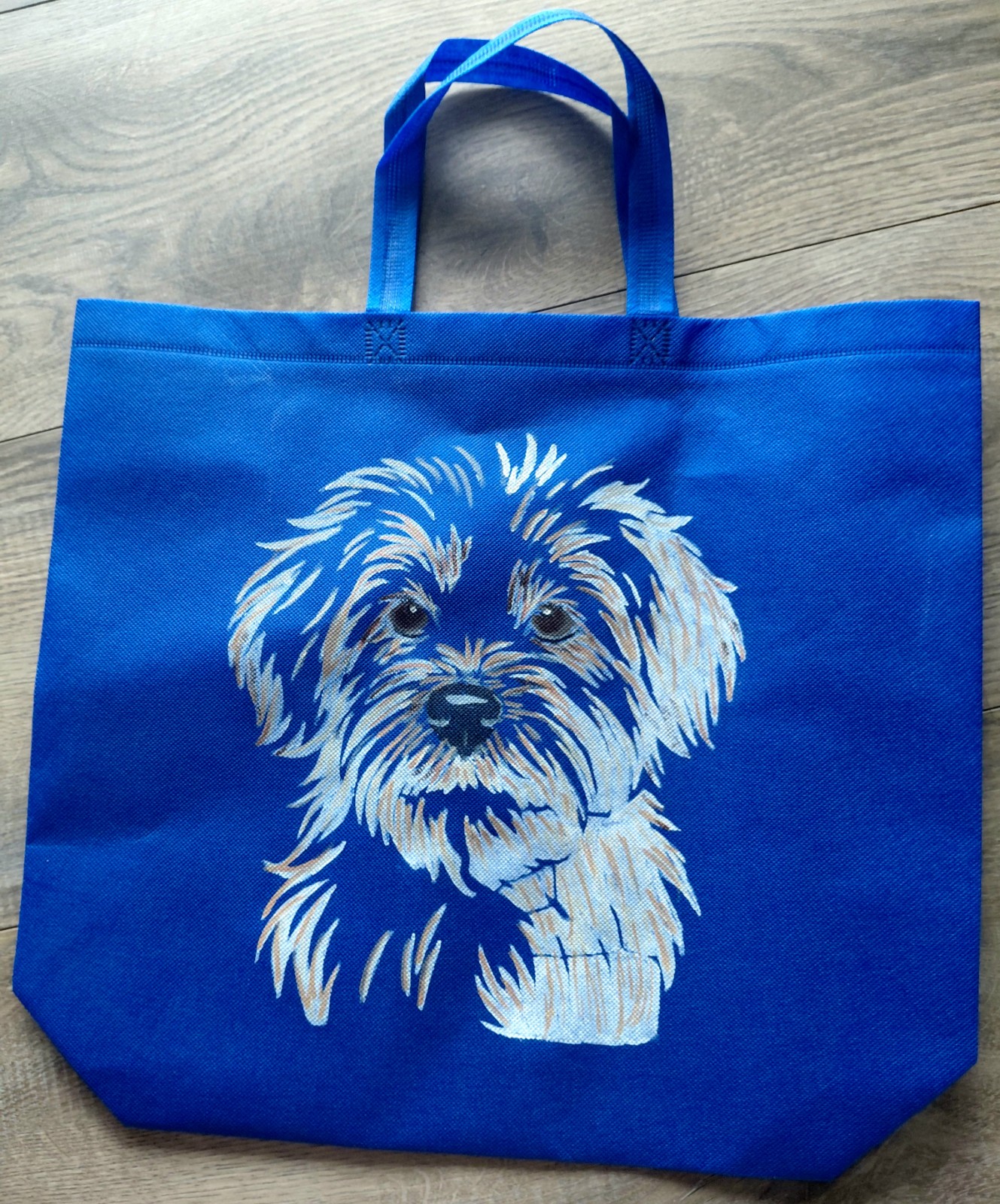 Nonwoventas met Boomerhond - 140400 Handbeschilderde boodschappentas met Boomer