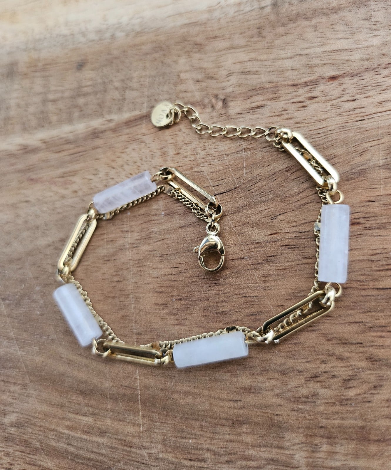 Dubbele armband met Kwarts – RVS 16K verguld - 147287 Dubbele armband met Kwarts – RVS 16K verguld