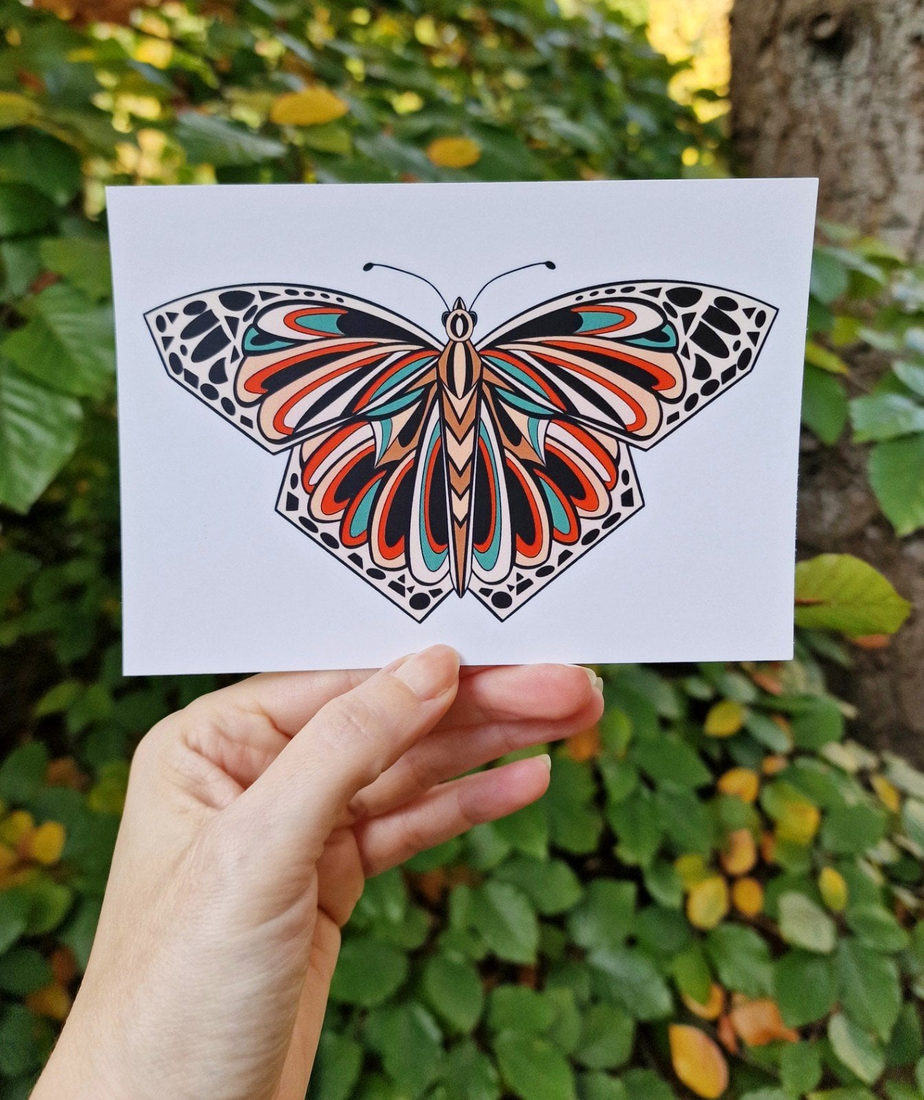 Art Deco Butterfly A6 Kaart, Vlinder Illustratie - 101305 Art Deco Butterfly A6 Kaart, Vlinder Illustratie