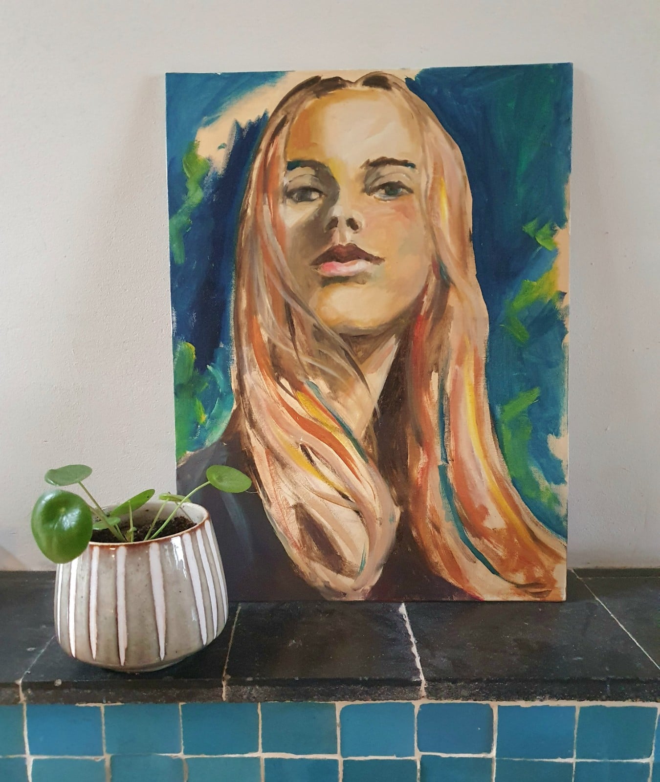 "new York"Origineel olieverf schilderij – vrouwenportretA3 Olieverf… - 107381 "new York"Origineel olieverf schilderij – vrouwenportretA3 Olieverf Schilderij – Portret van een Krachtige Vrouw | New York Boho Kunst op Canvasboard