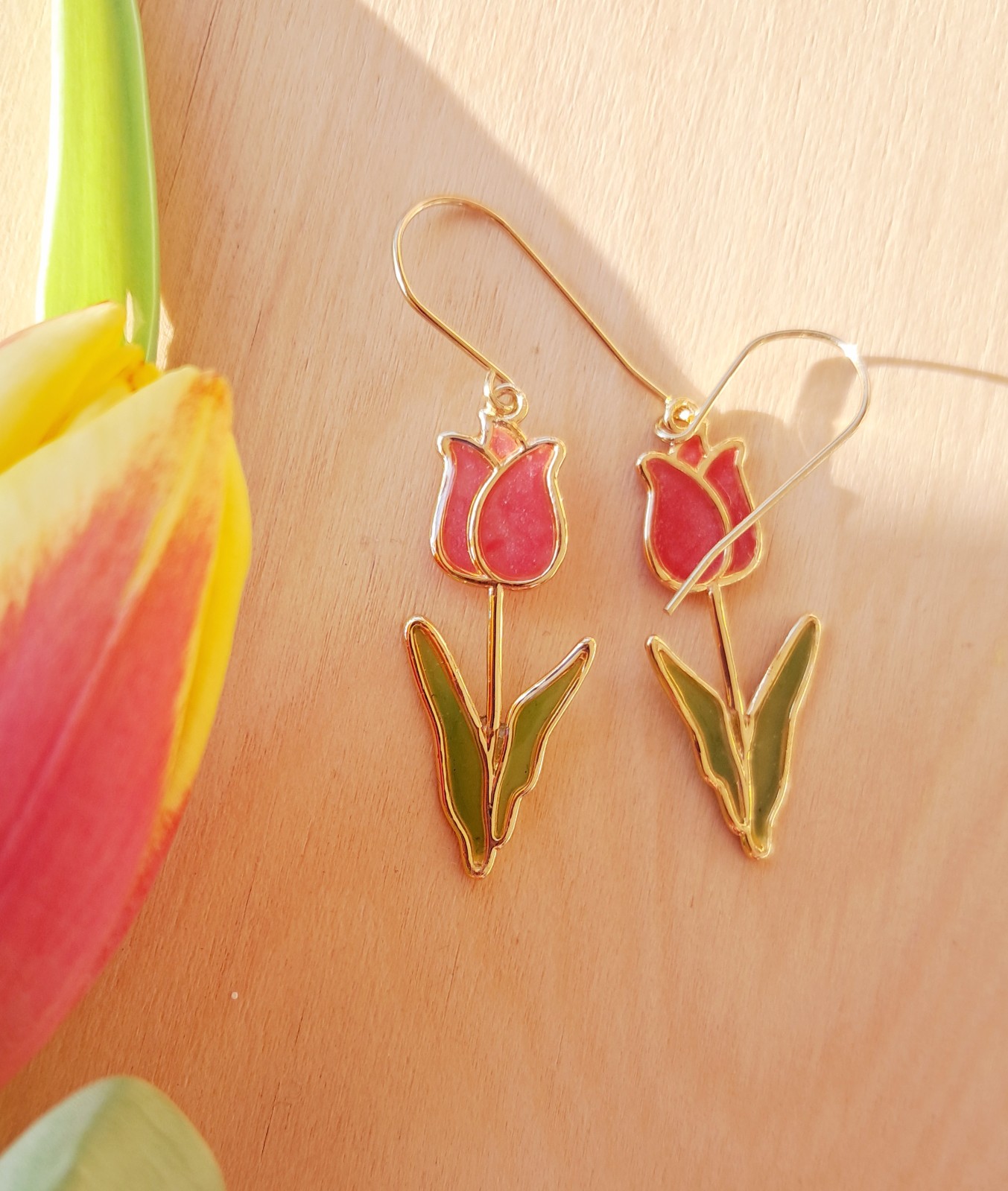 Goud-roze tulpoorbellen - 119923 Goud-roze tulpoorbellen