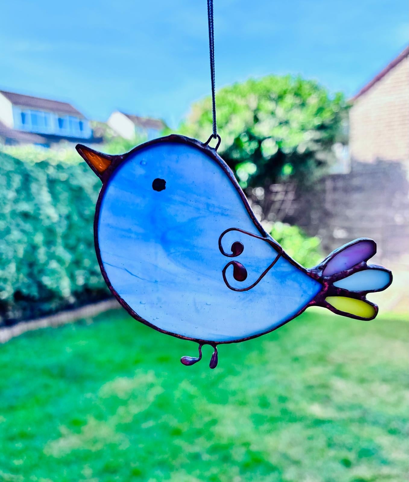 Glas-in-lood vogel | Handgemaakt | Raamhanger | Tiffany-techniek
