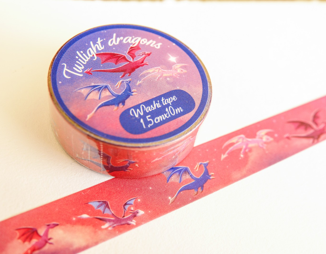 Washitape Twilight dragons, draken, fantasy, schattig, journaling 1,5… - 153939 Washitape Twilight dragons, draken, fantasy, schattig, journaling 1,5cmx10m