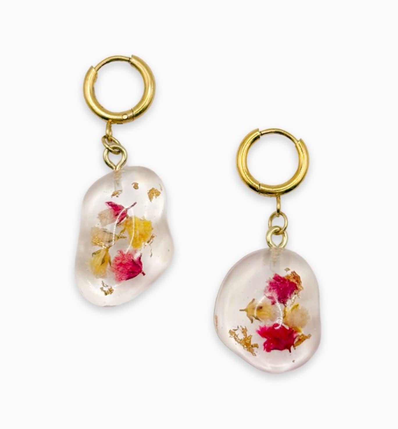 Huggie Hoop Oorbellen met Stenen Gevuld Echte Bloemen uit Lugano (Str… - 131844 Huggie Hoop Oorbellen met Stenen Gevuld Echte Bloemen uit Lugano (Strawberry Lemonade)