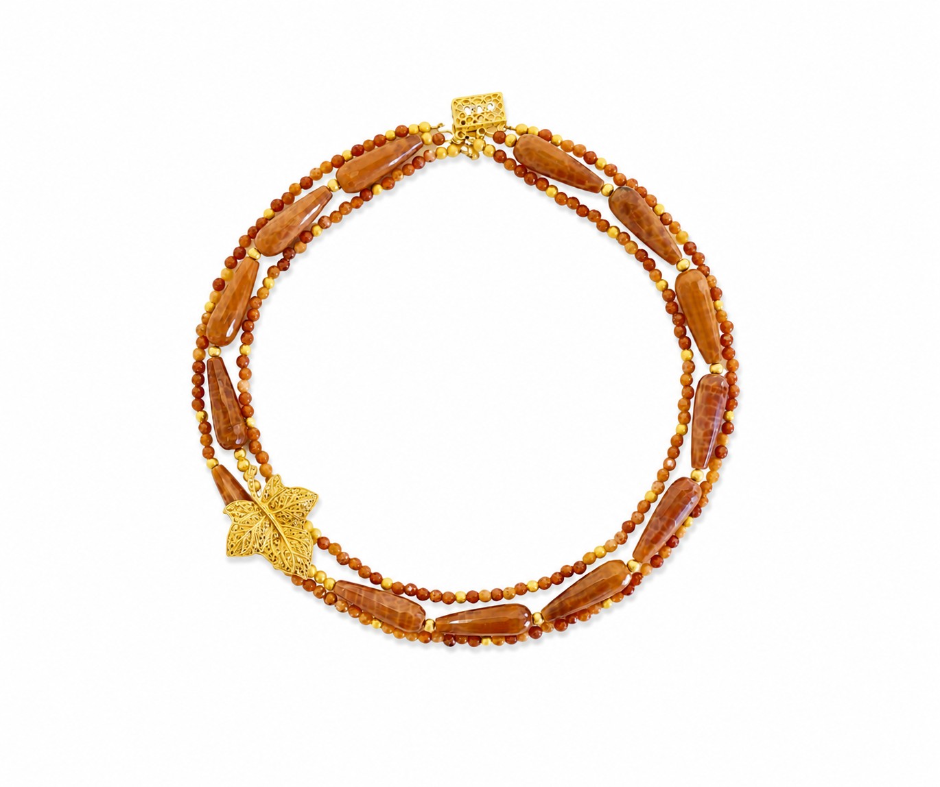 Agaatketting met verfijnde vintage broche - eenmalig stuk - 128872 Agaatketting met verfijnde vintage broche - eenmalig stuk