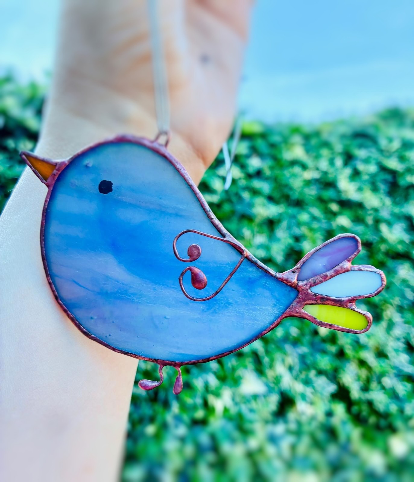 Glas-in-lood vogel | Handgemaakt | Raamhanger | Tiffany-techniek