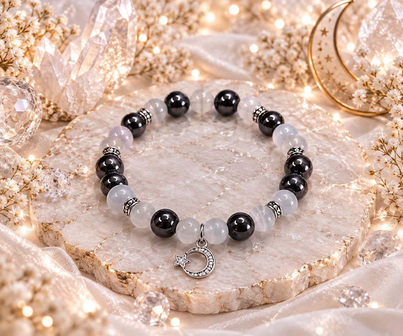 Halo damesarmband – Cat’s Eye & Hematiet - 152274 Halo damesarmband – Cat’s Eye & Hematiet