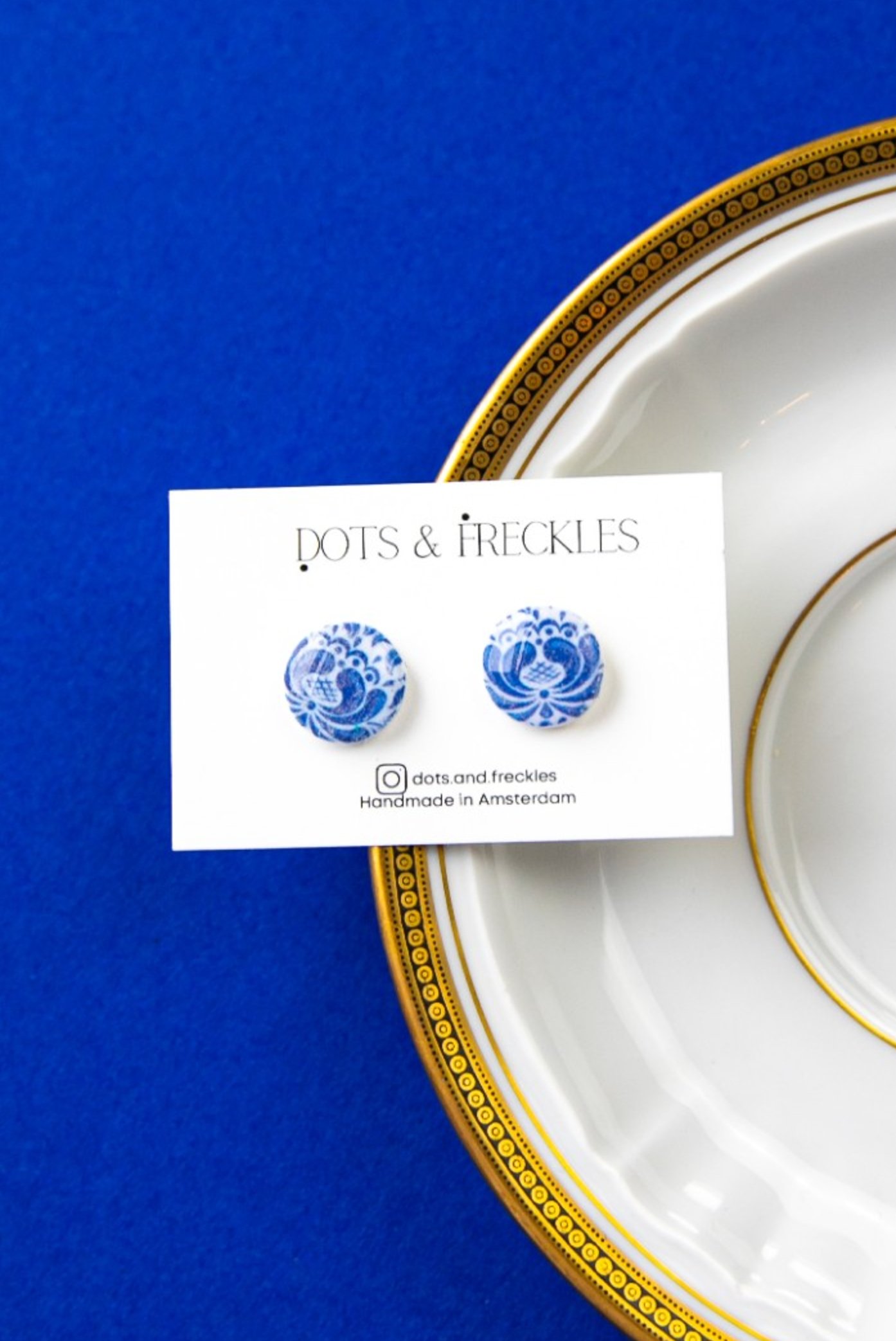 Lichte Statement Polymer Klei Oorbellen Delft Blauw geinspireerd