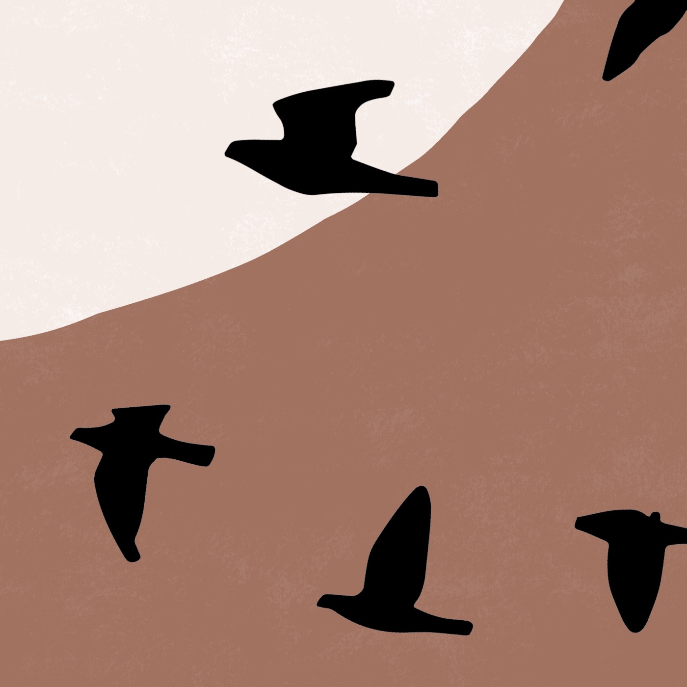 Drieluik Poster Set met Zwerm Vogels & Zon Silhouet - Japandi Style