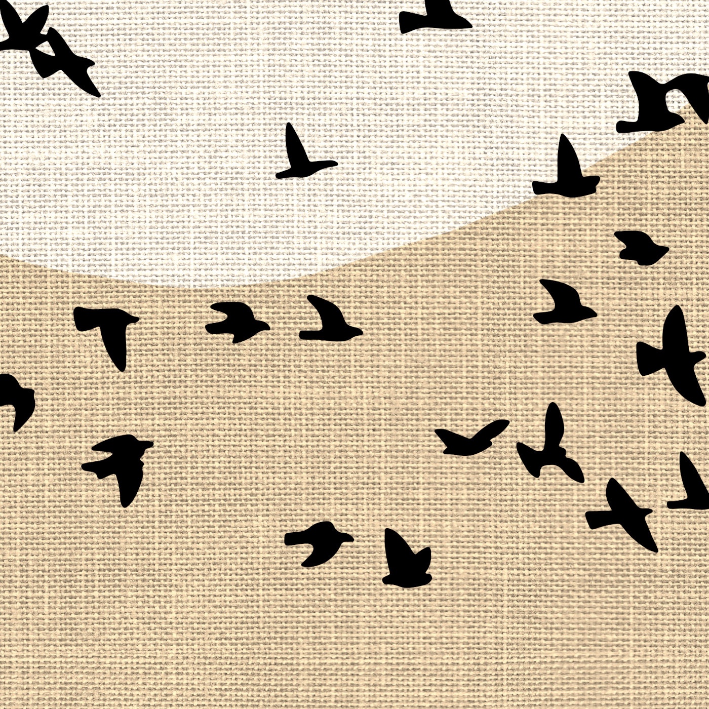 Japandi Wanddecoratie – Poster met Zwerm Vogels & Maan Silhouet