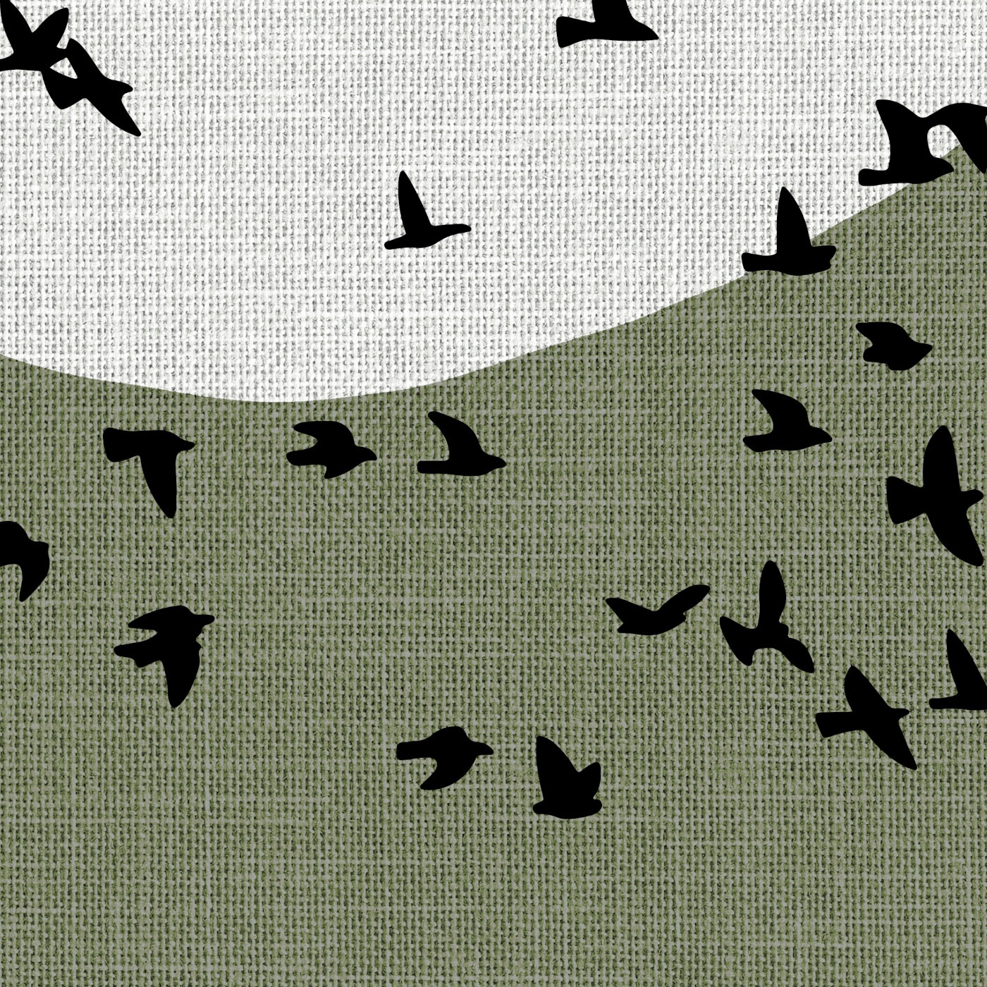 Japandi Wanddecoratie – Poster met Zwerm Vogels & Maan Silhouet