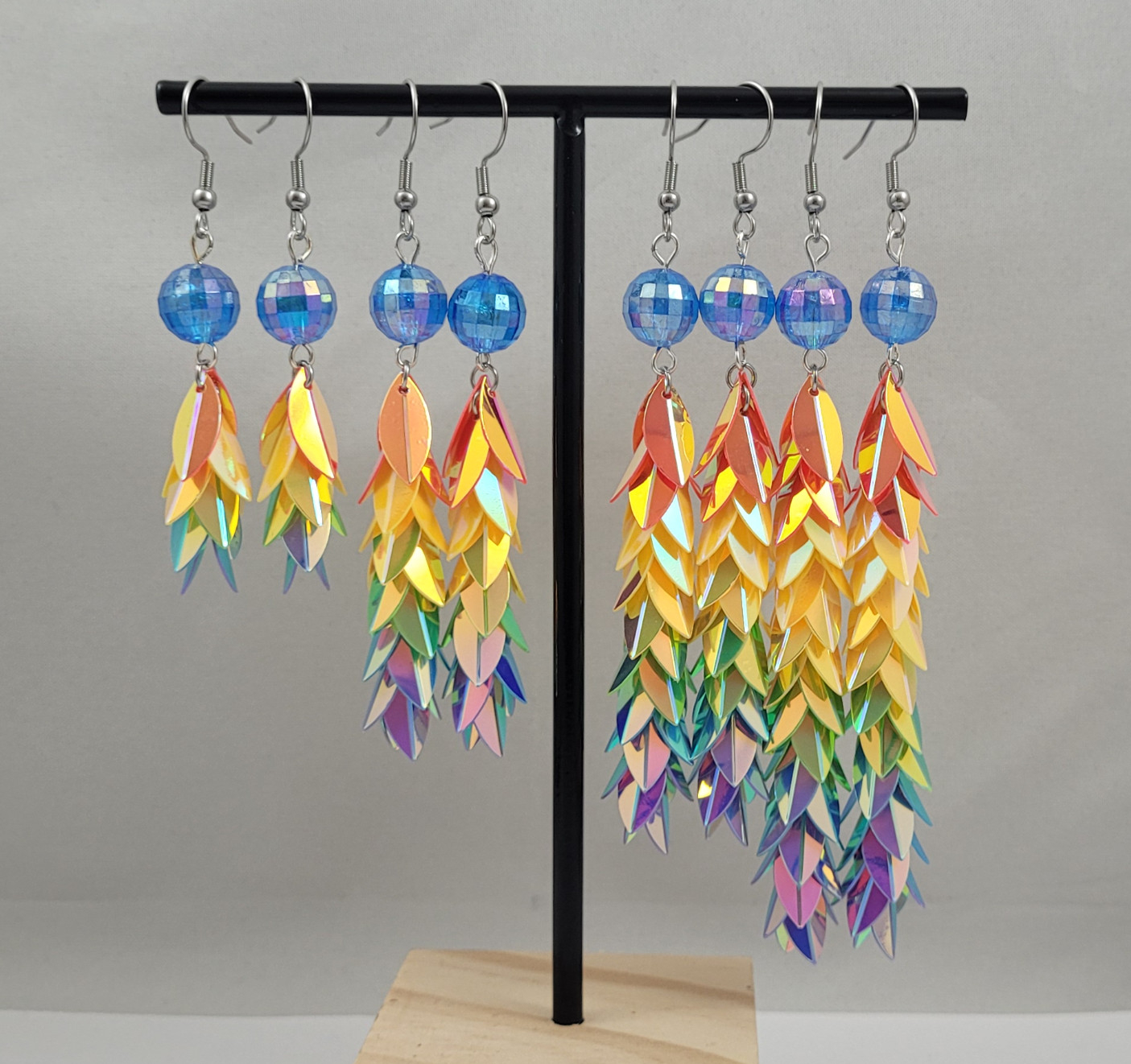 Disco holografische regenboog oorbellen - 124227 Disco holografische regenboog oorbellen