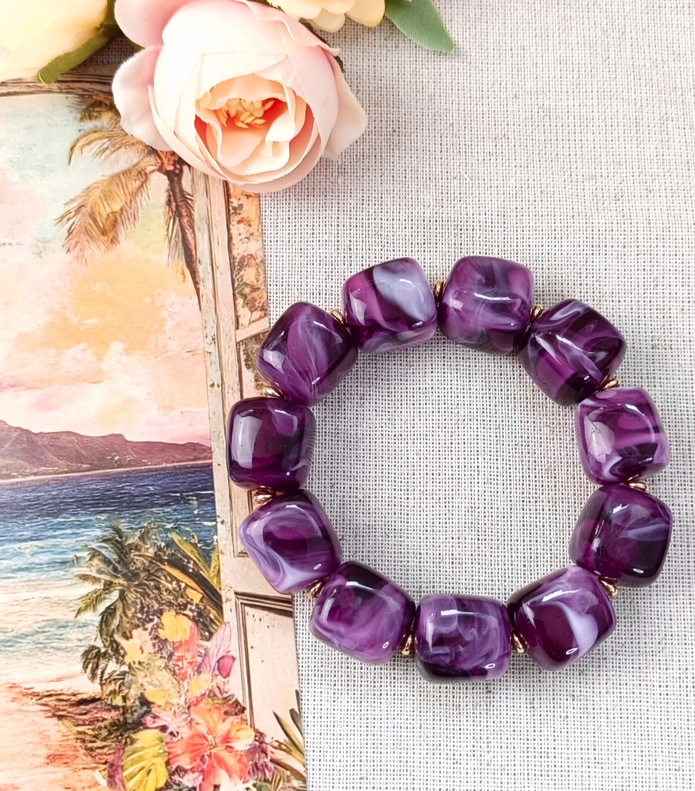 Trendy armbanden met nuggetkralen van acryl