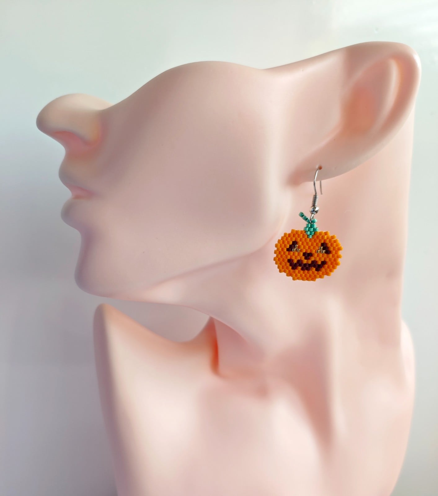 Handgemaakte oorbellen van kralen, 'Pumpkins' - 153463 Handgemaakte oorbellen van kralen, 'Pumpkins'