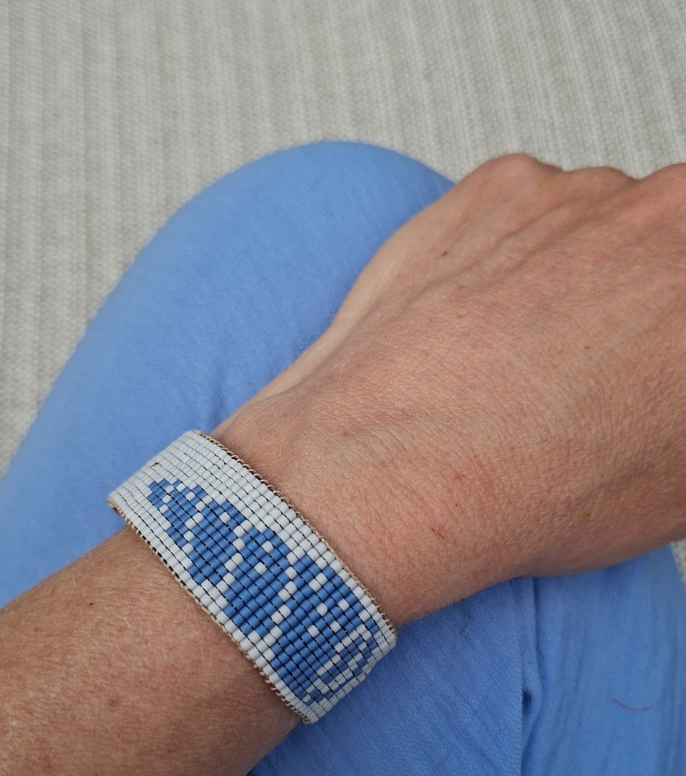 Handgeweven miyuki armband - 134031 Handgeweven blauwe miyuki kralenarmband seashell