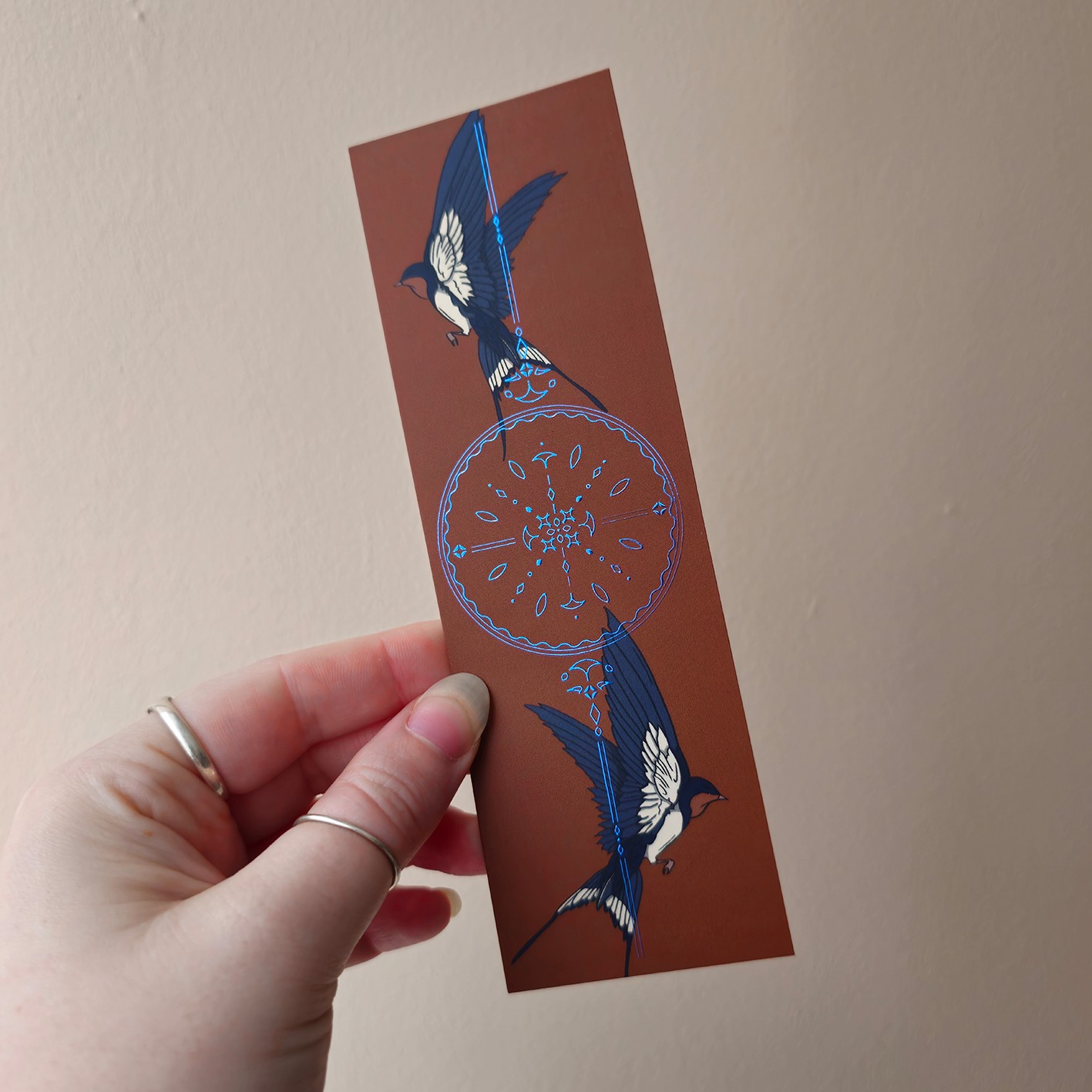 Zwaluwen - boekenlegger met blauwfolie