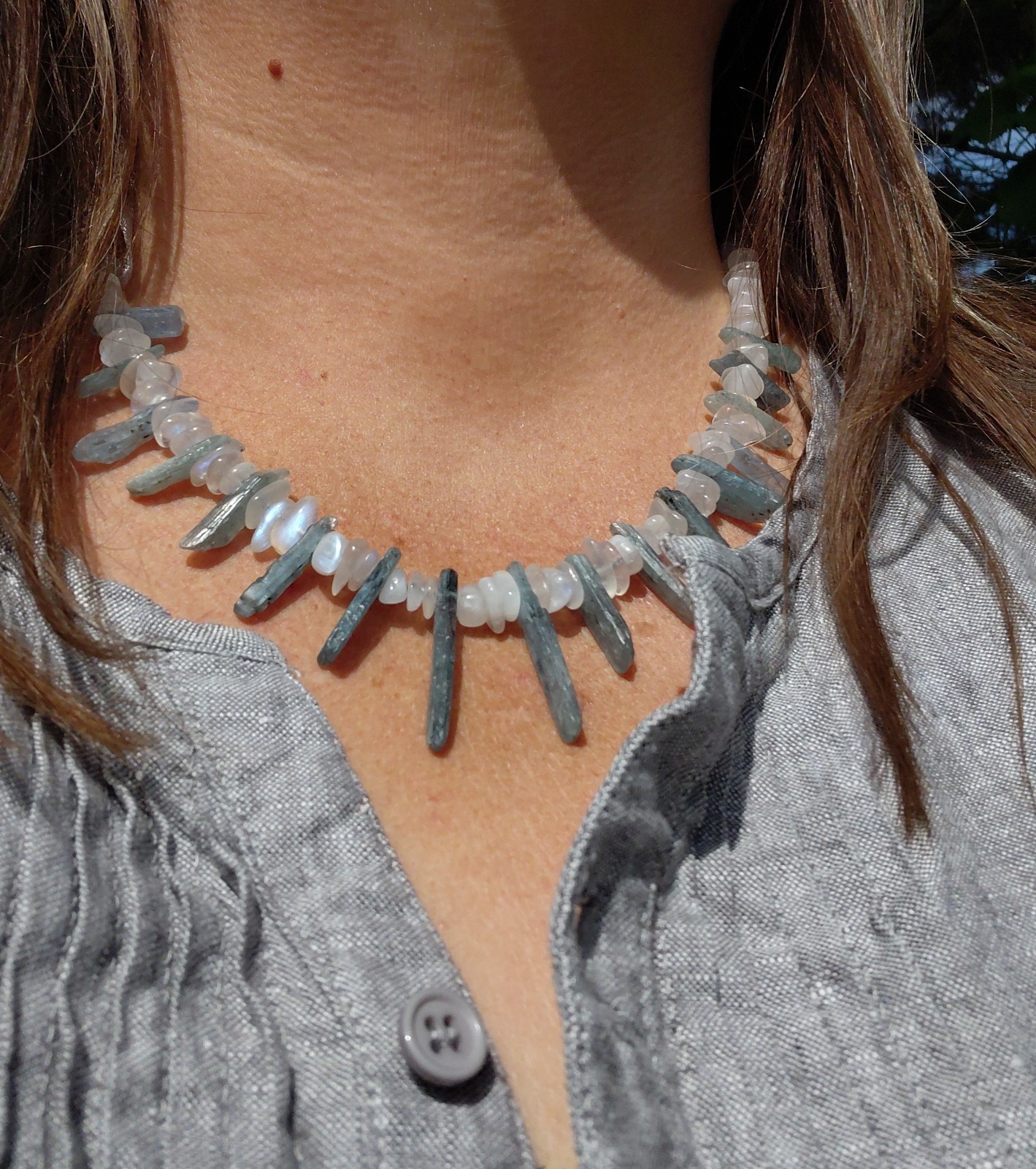 Mountain Mist: ketting met kyaniet en maansteen - 128233 Mountain Mist: ketting met kyaniet en maansteen