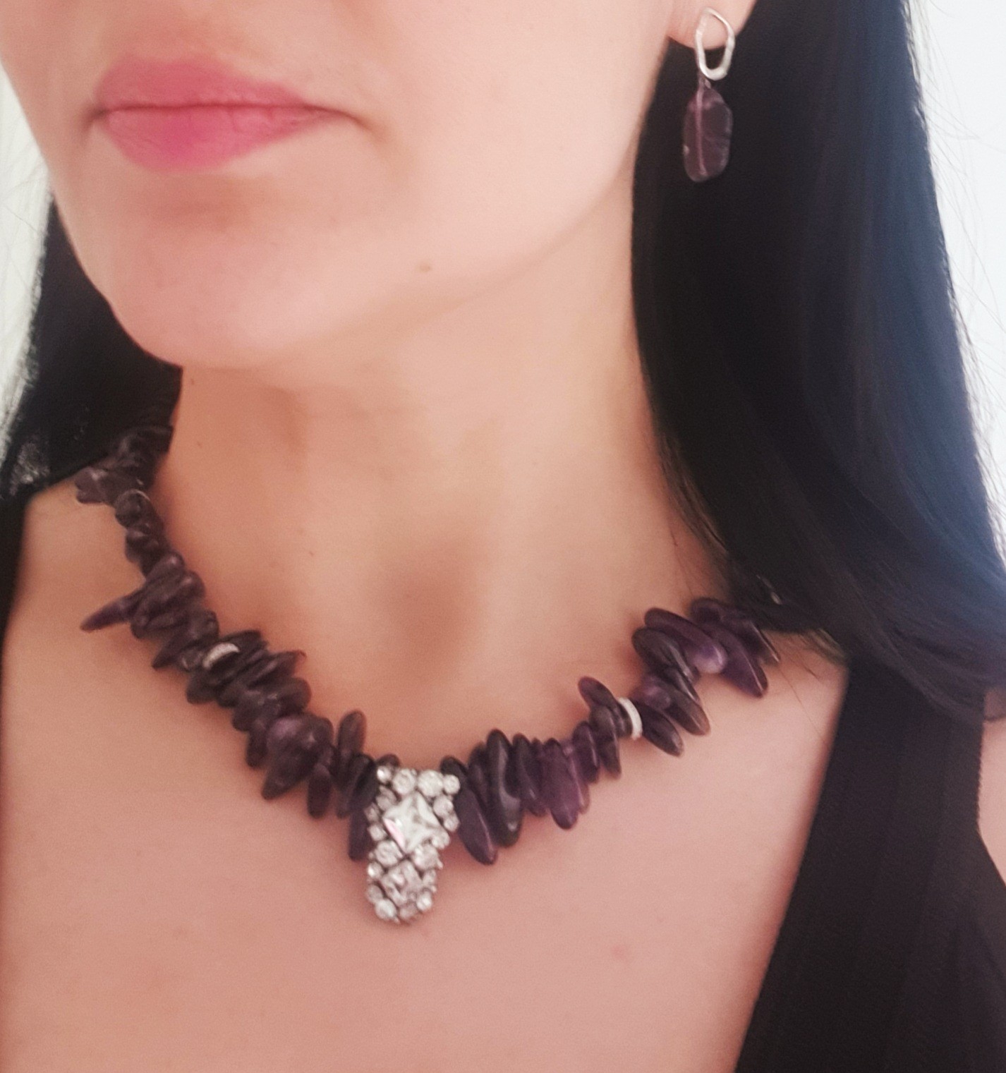 Amethist ketting met kristallen hanger