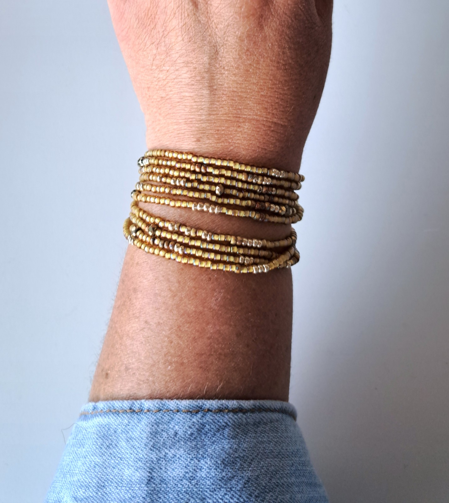 Ibizastyle wikkelarmband met goudaccenten Light Topaz