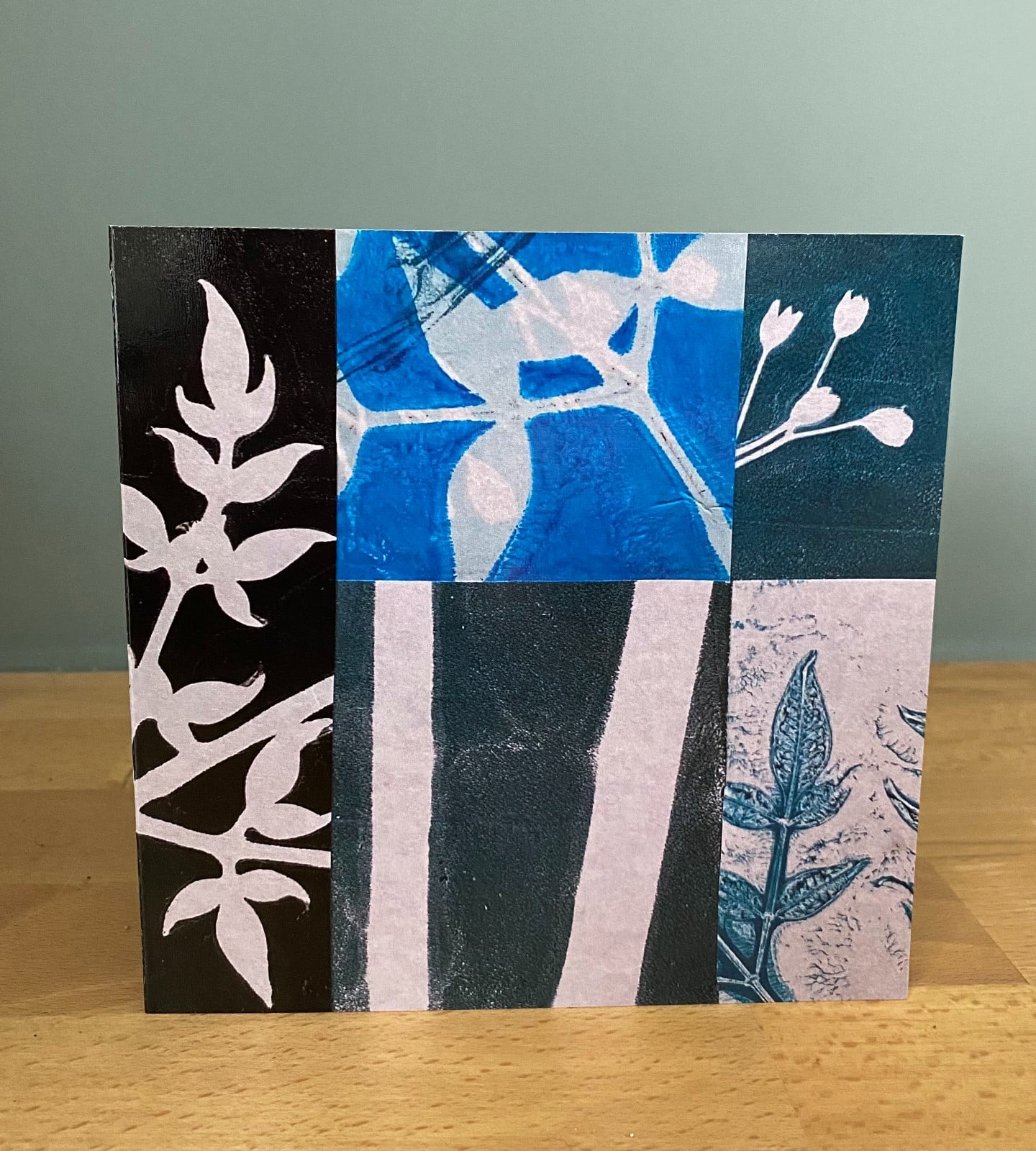 Kunstkaart natuur monotype collage