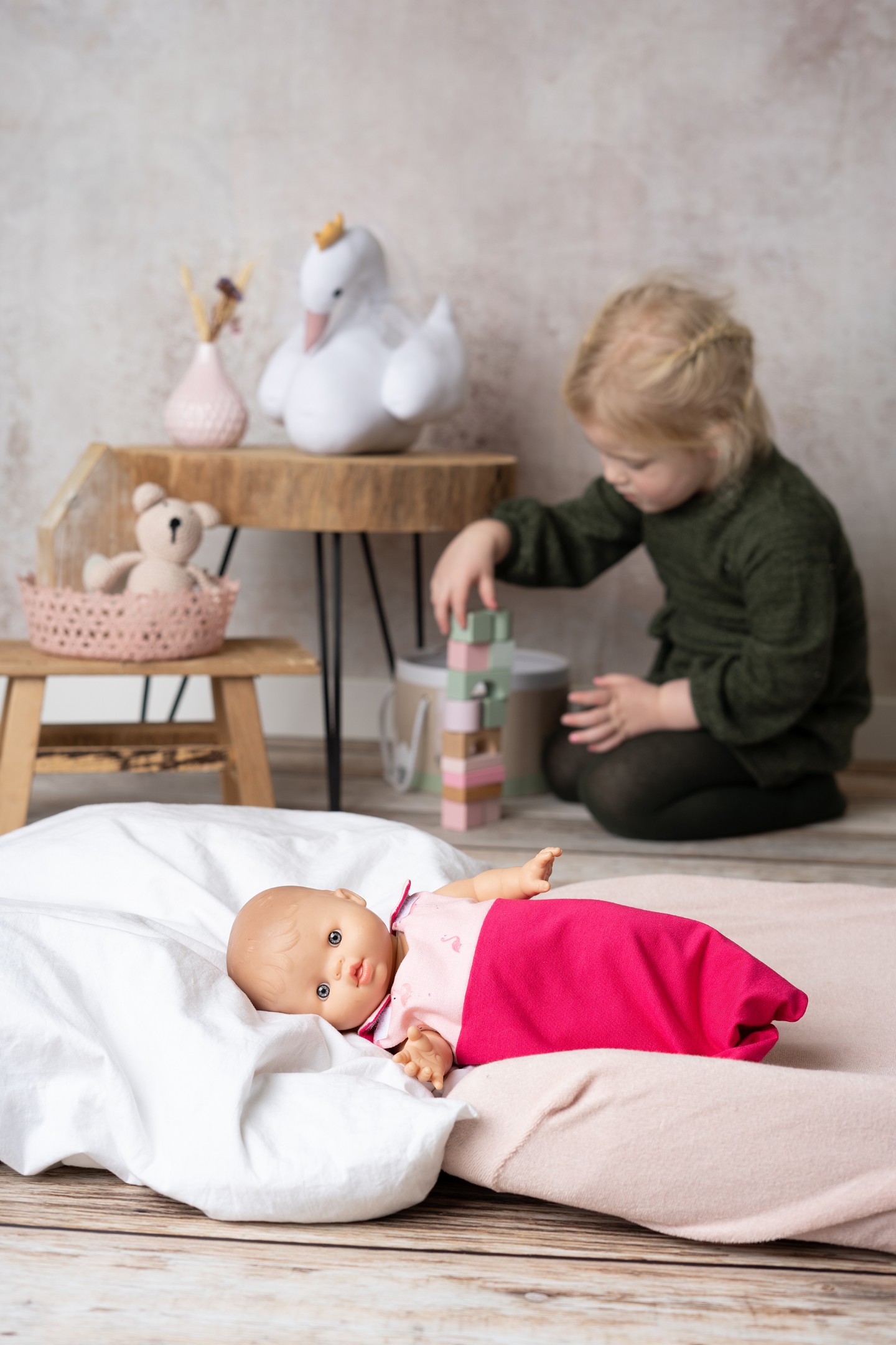 Poppenslaapzak Flamingrose