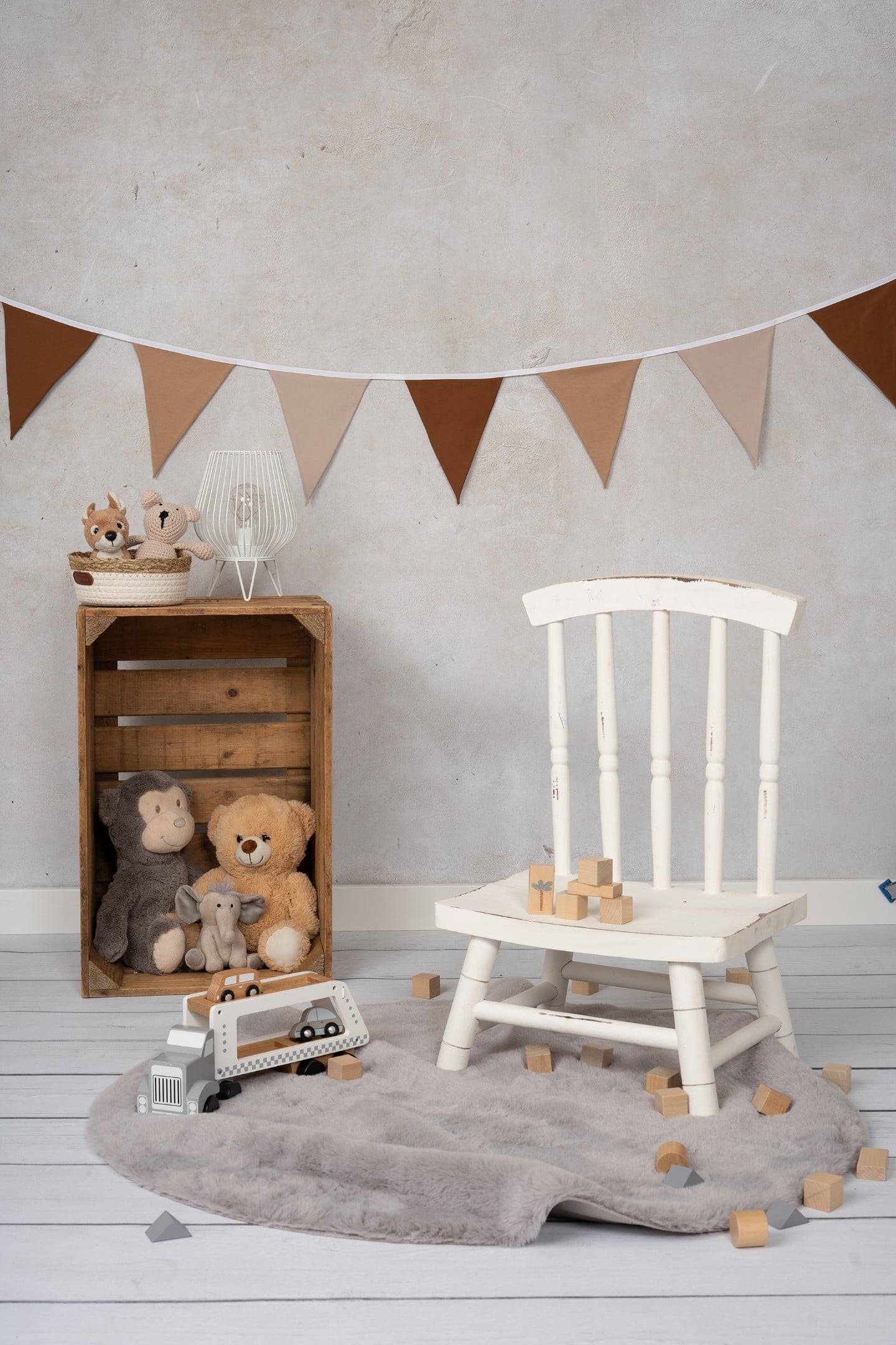 Vlaggenlijn Vintage Brown | Bruin / Beige / Neutraal / Aarde tinten slinger met driehoek vlaggetjes gemaakt van stof