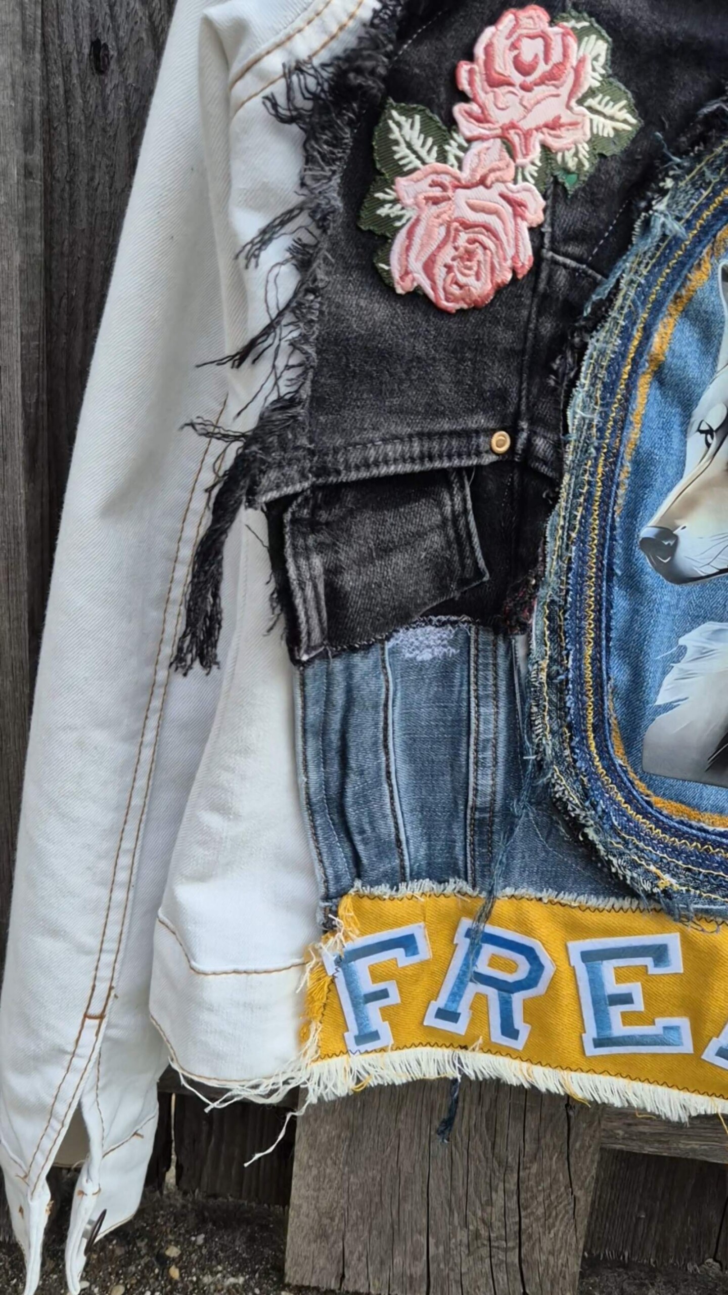 She Wolf – One of a Kind Upcycled Denim Jacket - 154590 She Wolf – One of a Kind Upcycled Denim Jacket