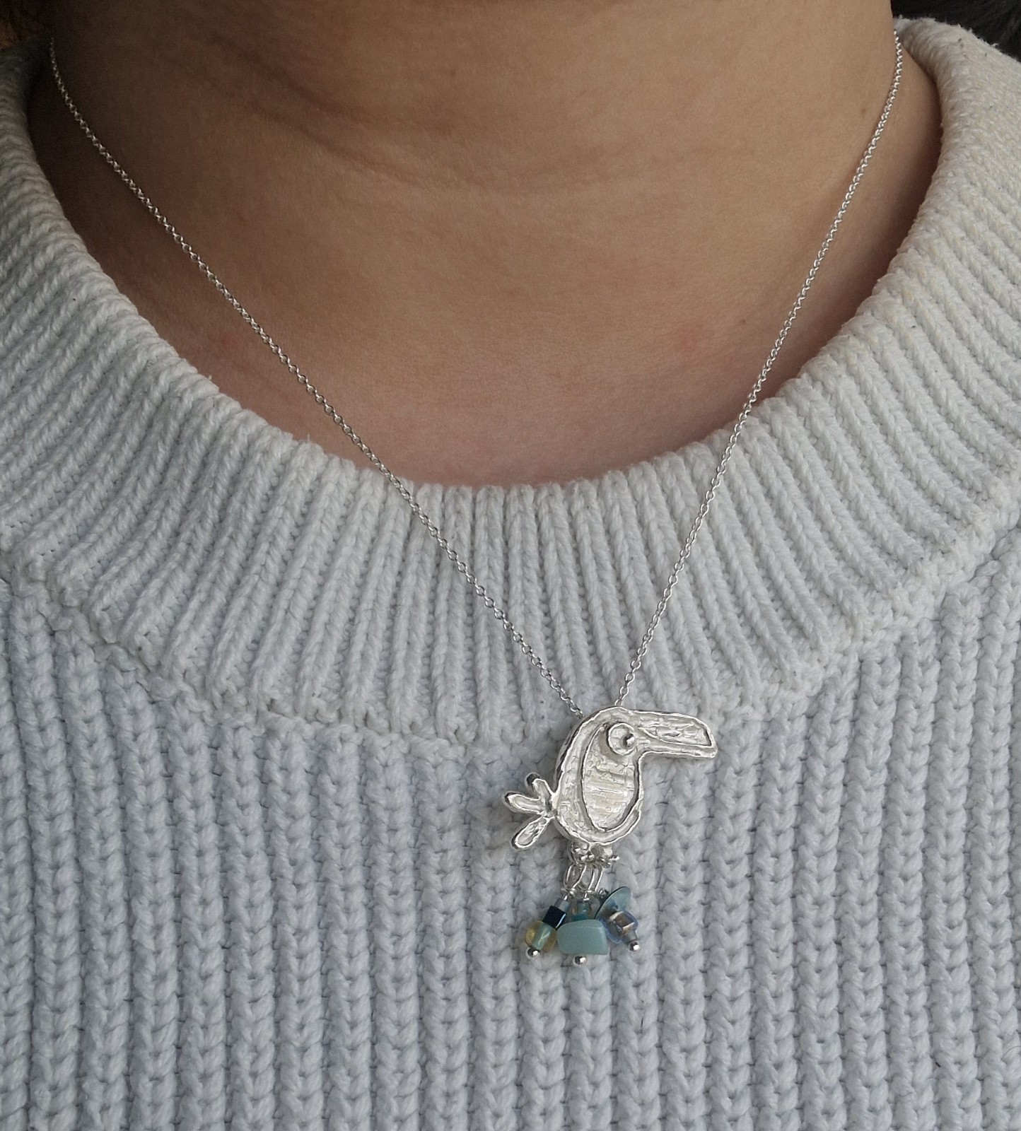 Unieke zilveren hanger toekan Noukie met turquoise kraaltjes - 66923.jpeg Unieke zilveren hanger toekan Noukie met turquoise kraaltjes