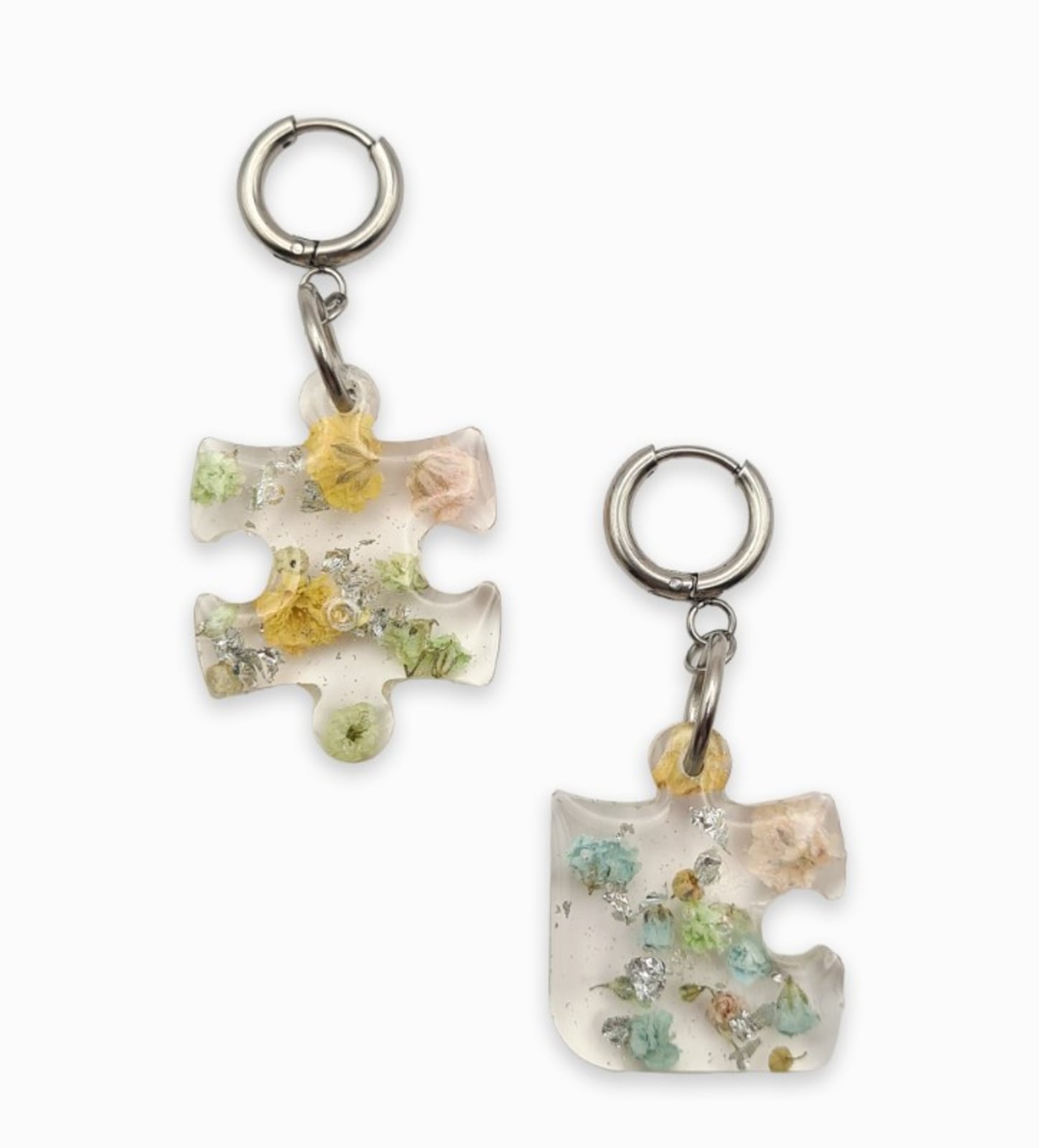 Puzzelstukjes Oorbellen met Pastelkleurige Bloemen (Eternal Spring) - 132705 Puzzelstukjes Oorbellen met Pastelkleurige Bloemen (Eternal Spring)