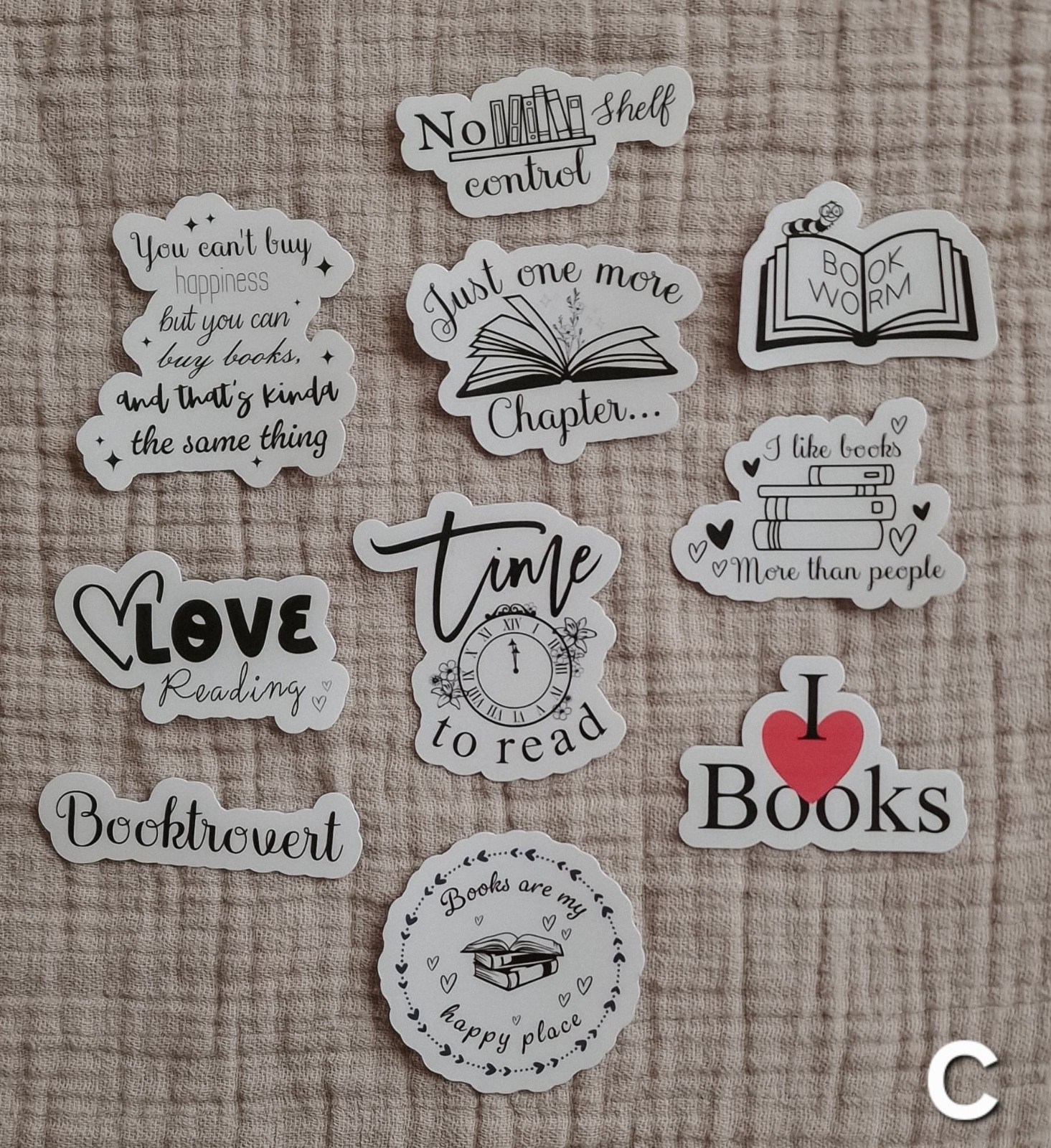 Bookish stickerset, set van 10 stuks