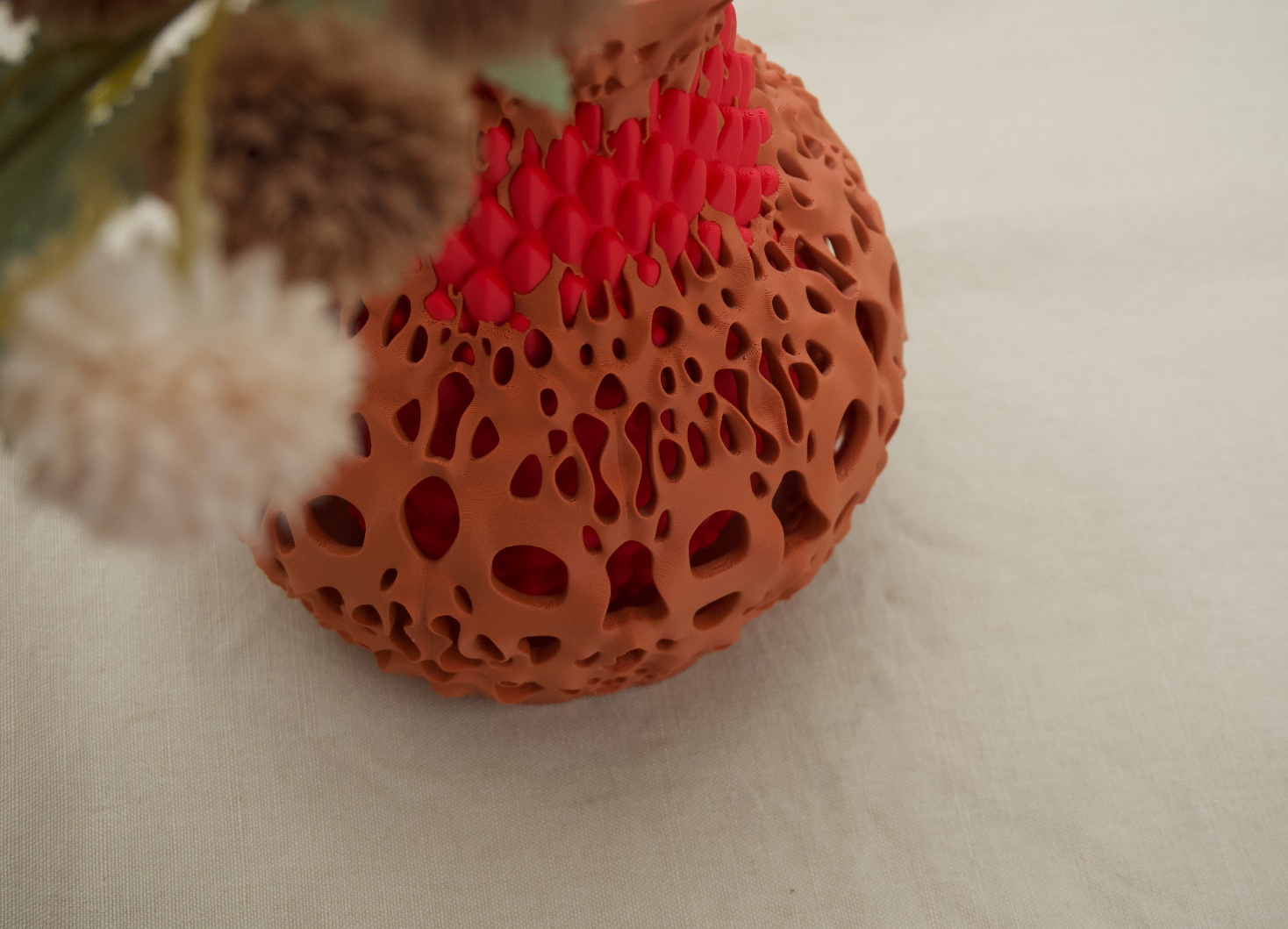 3D vaas rood en bruin (zelfontworpen, uniek)