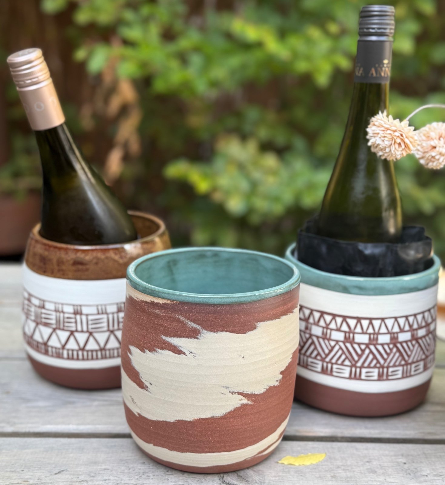 Handgemaakte wijnkoeler van keramiek. kleurrijk en uniek - 94890 Handgemaakte wijnkoeler van keramiek. kleurrijk en uniek