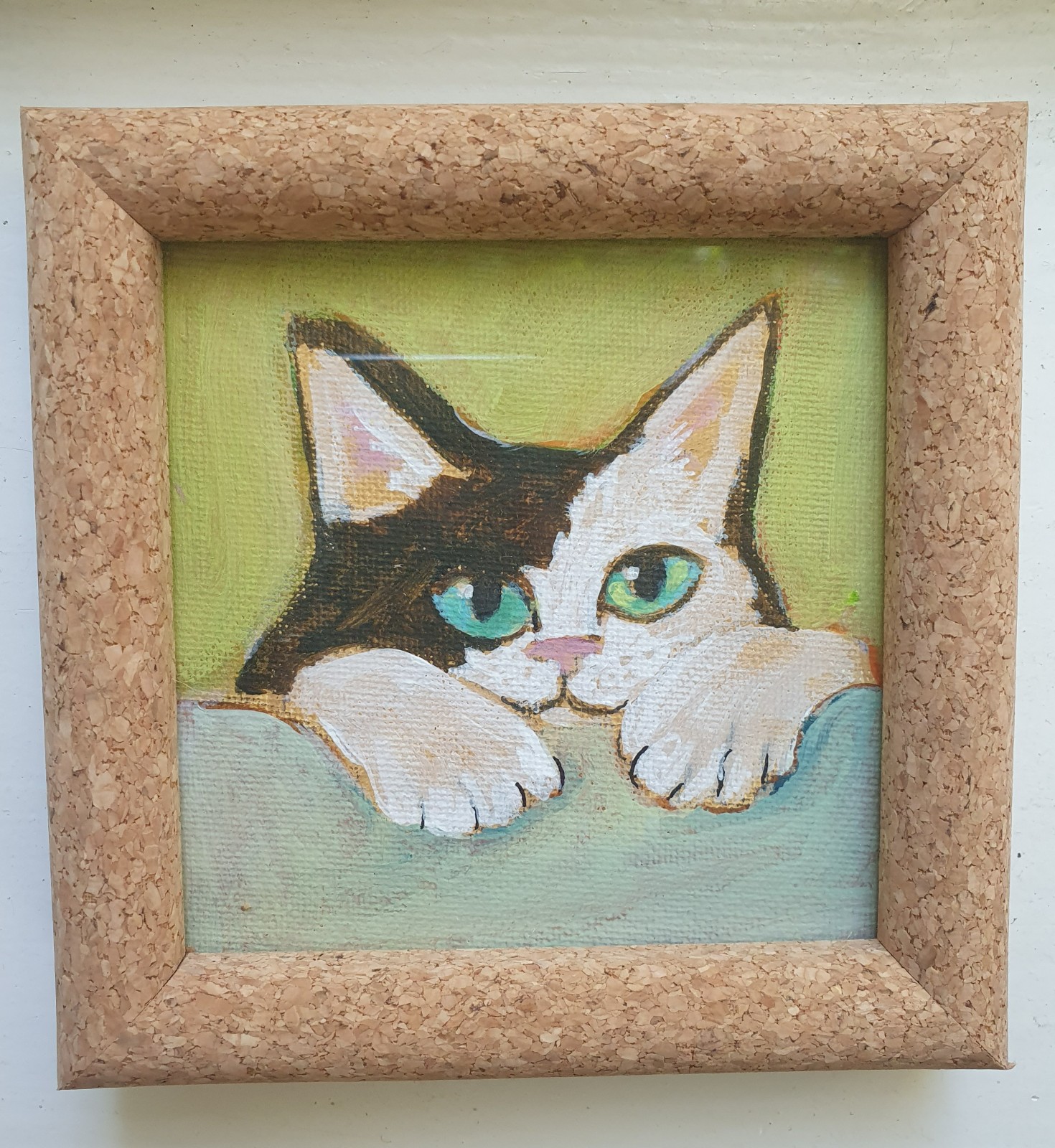 Katje Kiekeboe – Klein Origineel Schilderij | Zwart-Witte Kat | 10x… - 106420 Katje Kiekeboe – Klein Origineel Schilderij | Zwart-Witte Kat | 10x10 cm Canvasboard | Inclusief Lijst | Schattige Kattenkunst voor de Kattenvriend