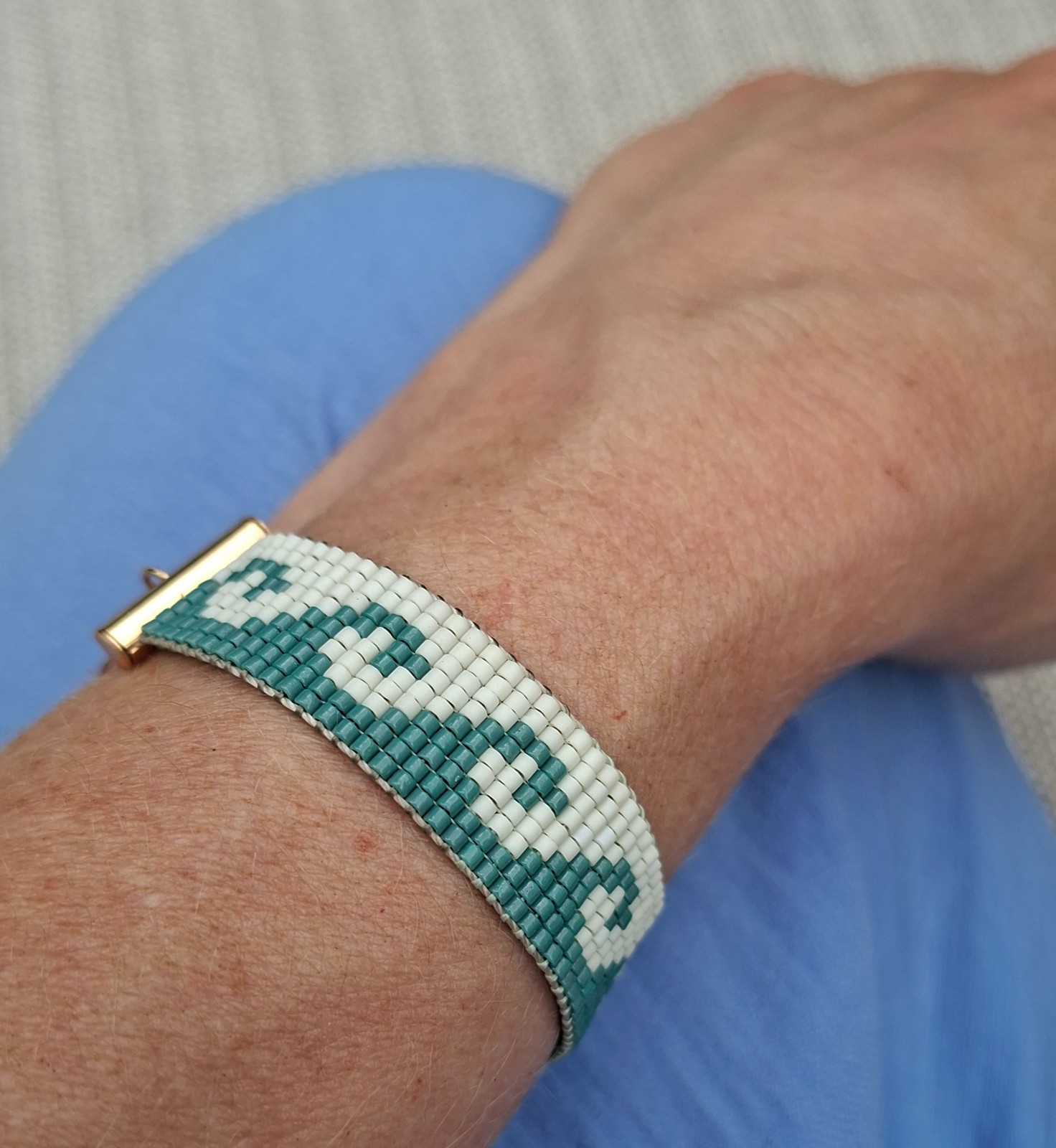 Handgeweven Miyuki kralenarmband waves green - 134062 Handgeweven Miyuki kralenarmband waves green