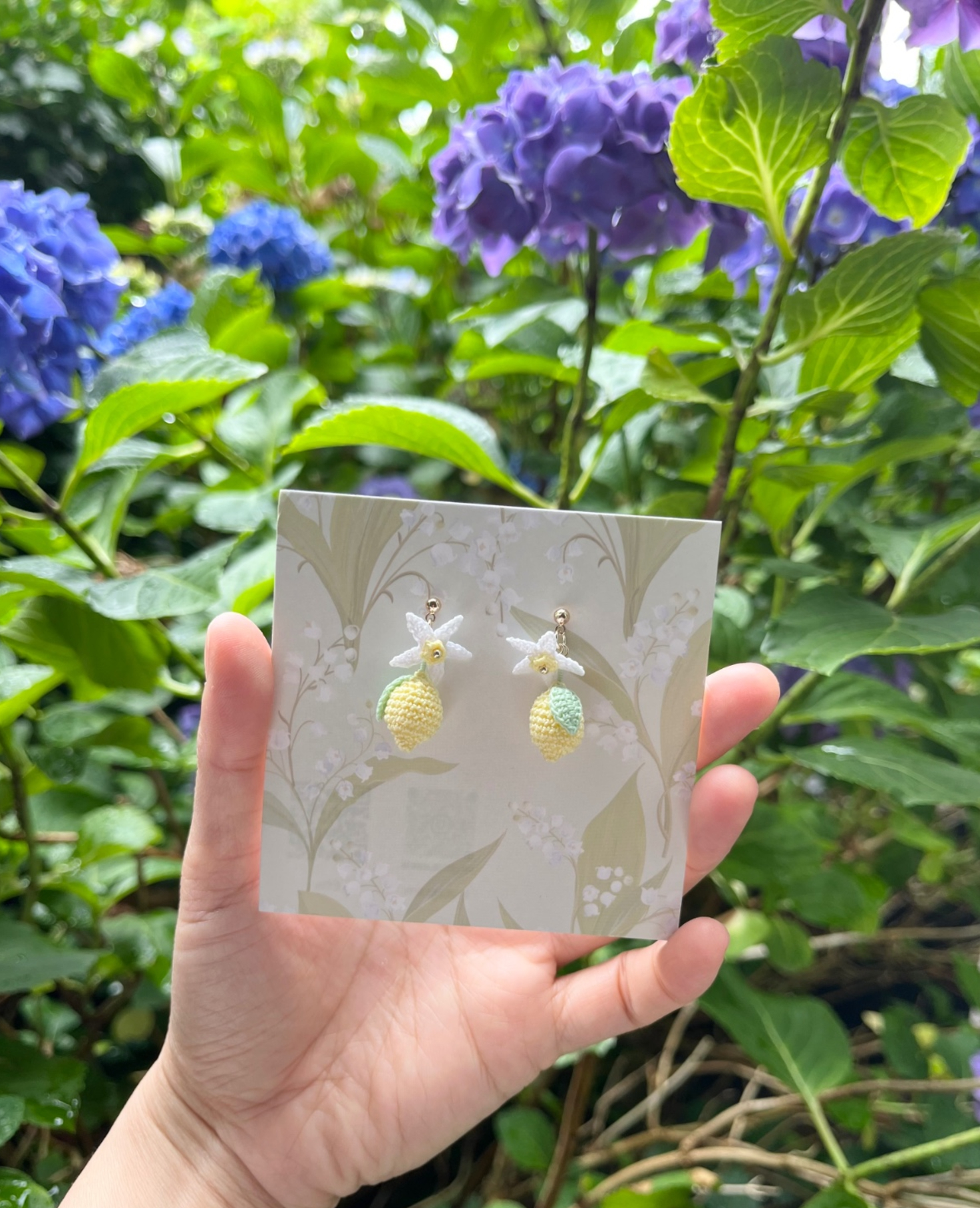 Micro Gehaakte Citroen Oorbellen - 83196 Micro Gehaakte Citroen Oorbellen