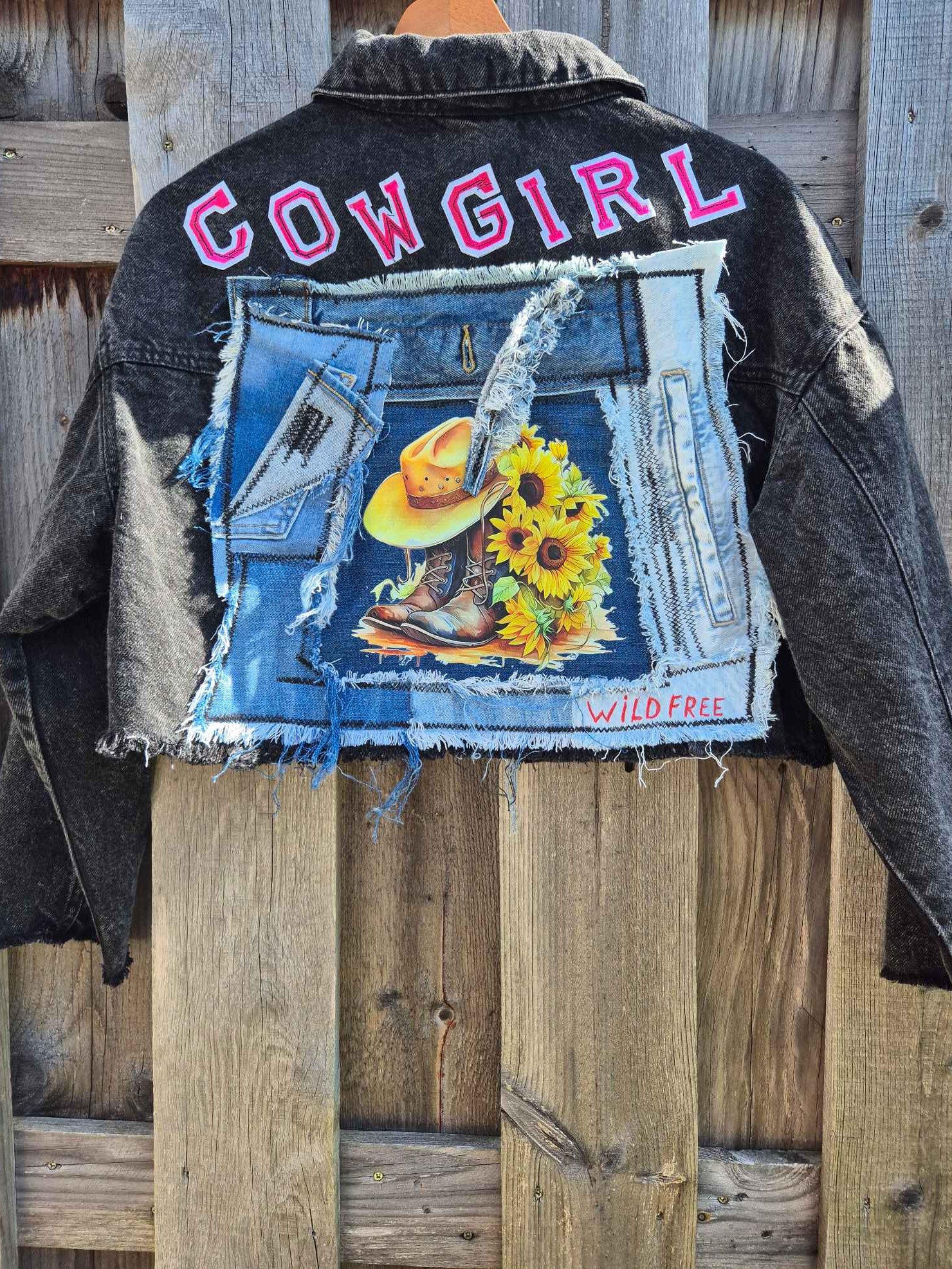 One of a Kind Cowgirl Upcycled Denim Jacket – Handmade - 154577 One of a Kind Cowgirl Upcycled Denim Jacket – Handmade