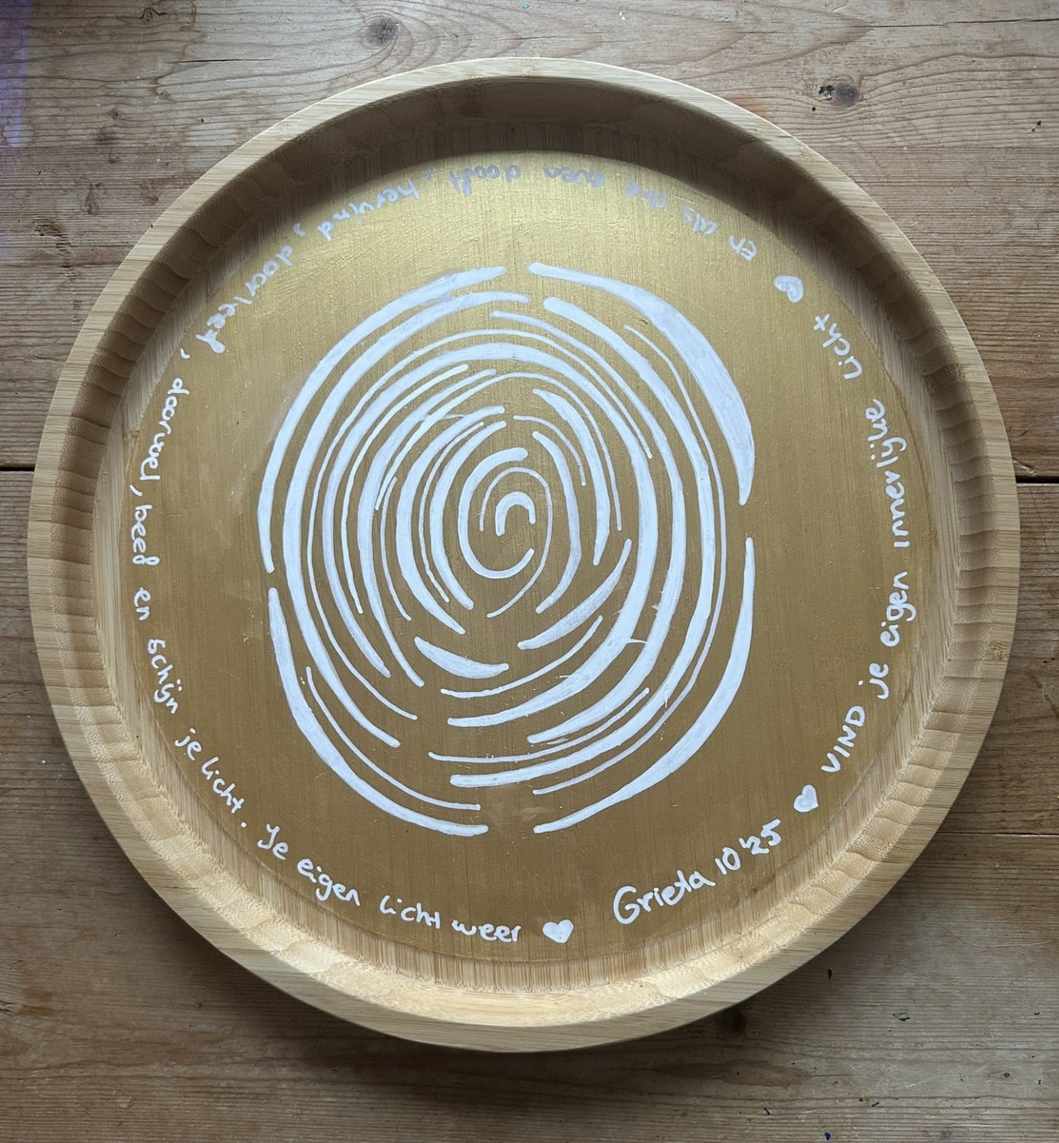 Schildering op houten blad, Handgeschilderd, (38x38)