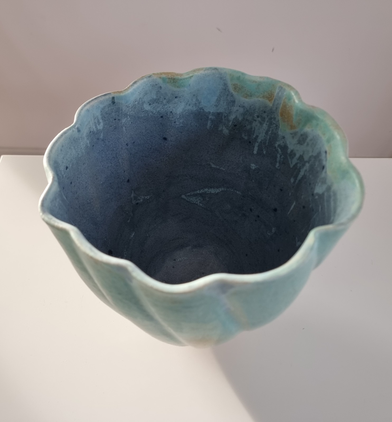 Heerlijke grote vaas, turquoise van kleur, handmade keramiek - 101149 Heerlijke grote vaas, turquoise van kleur, handmade keramiek